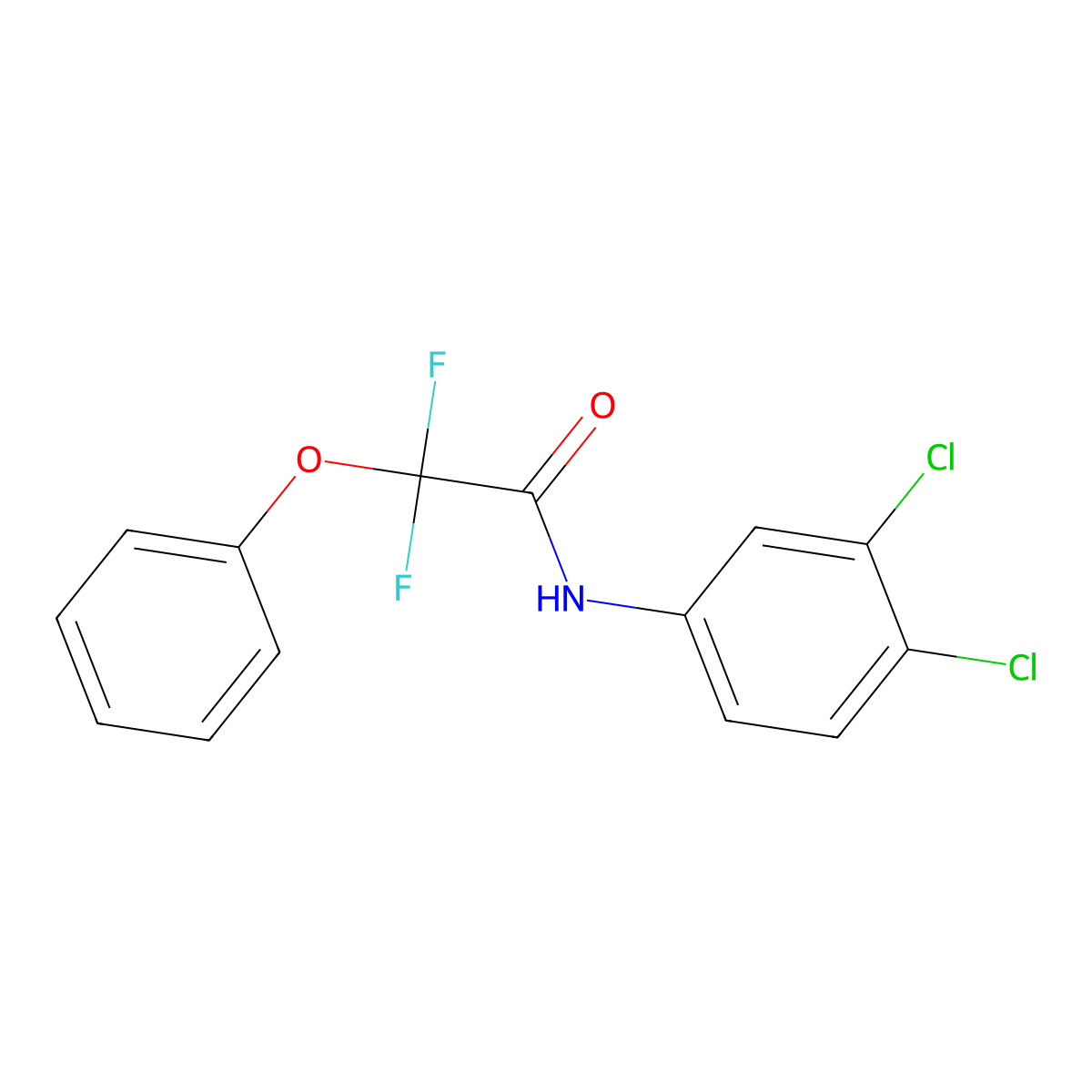 N-(3,4-dichlorophenyl)-2,2-difluoro-2-phenoxyacetamide molecular structure, CAS 338791-87-0