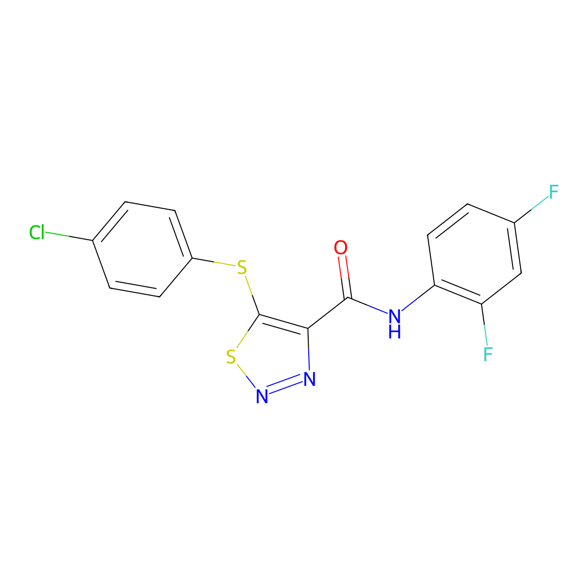 5-[(4-chlorophenyl)sulfanyl]-N-(2,4-difluorophenyl)-1,2,3-thiadiazole-4-carboxamide molecular structure, CAS 338791-90-5