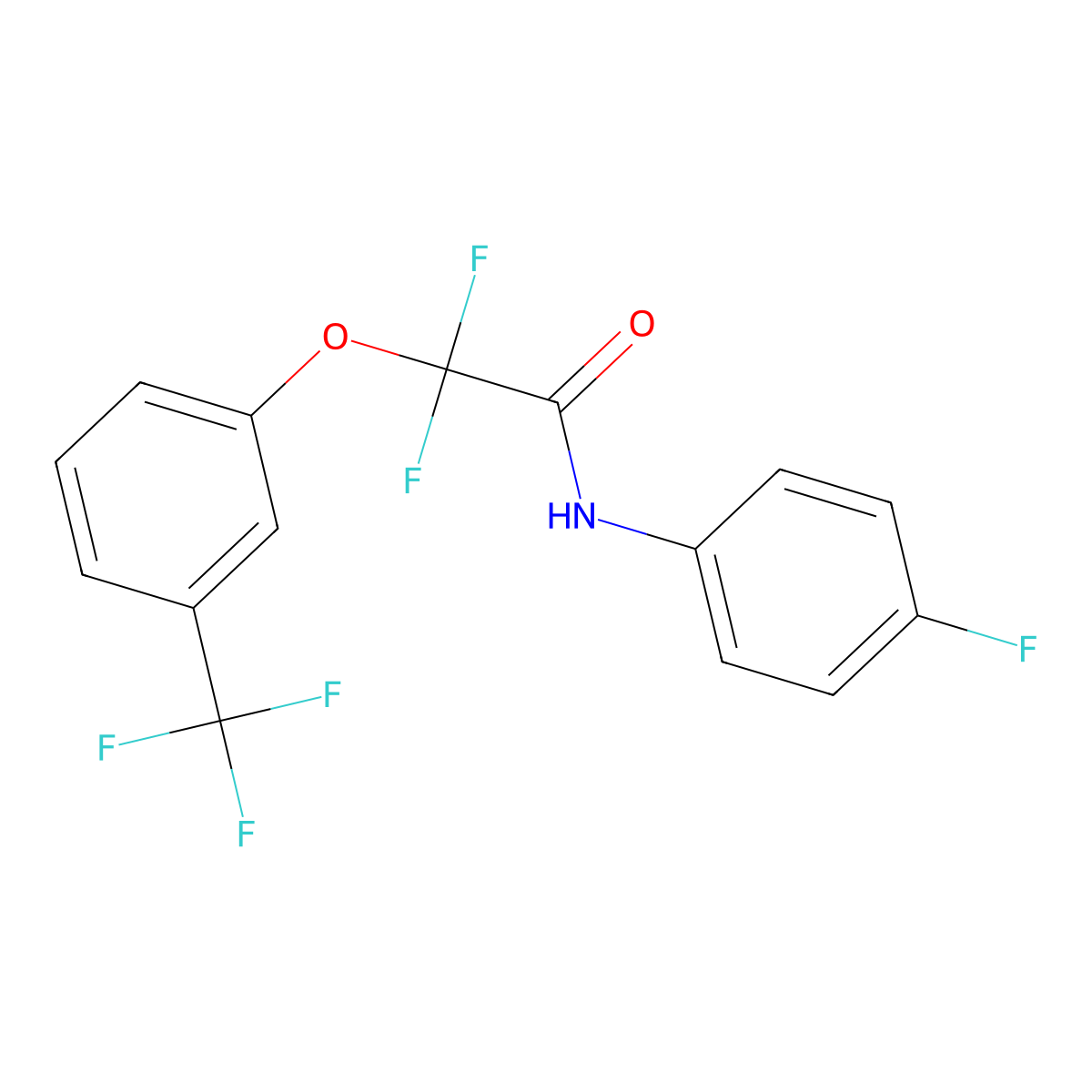 2,2-difluoro-N-(4-fluorophenyl)-2-[3-(trifluoromethyl)phenoxy]acetamide molecular structure, CAS 338792-00-0