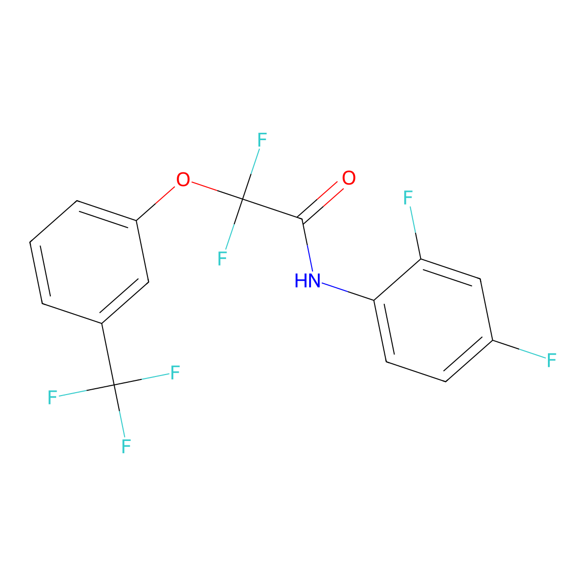 N-(2,4-difluorophenyl)-2,2-difluoro-2-[3-(trifluoromethyl)phenoxy]acetamide molecular structure, CAS 338792-01-1