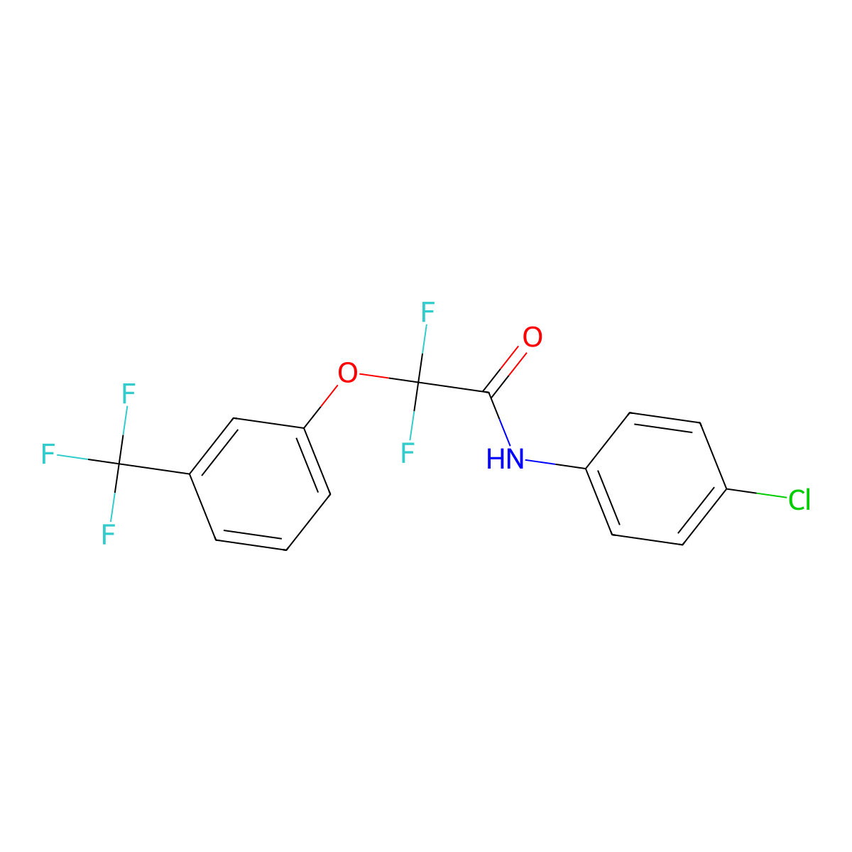 N-(4-chlorophenyl)-2,2-difluoro-2-[3-(trifluoromethyl)phenoxy]acetamide molecular structure, CAS 338792-02-2