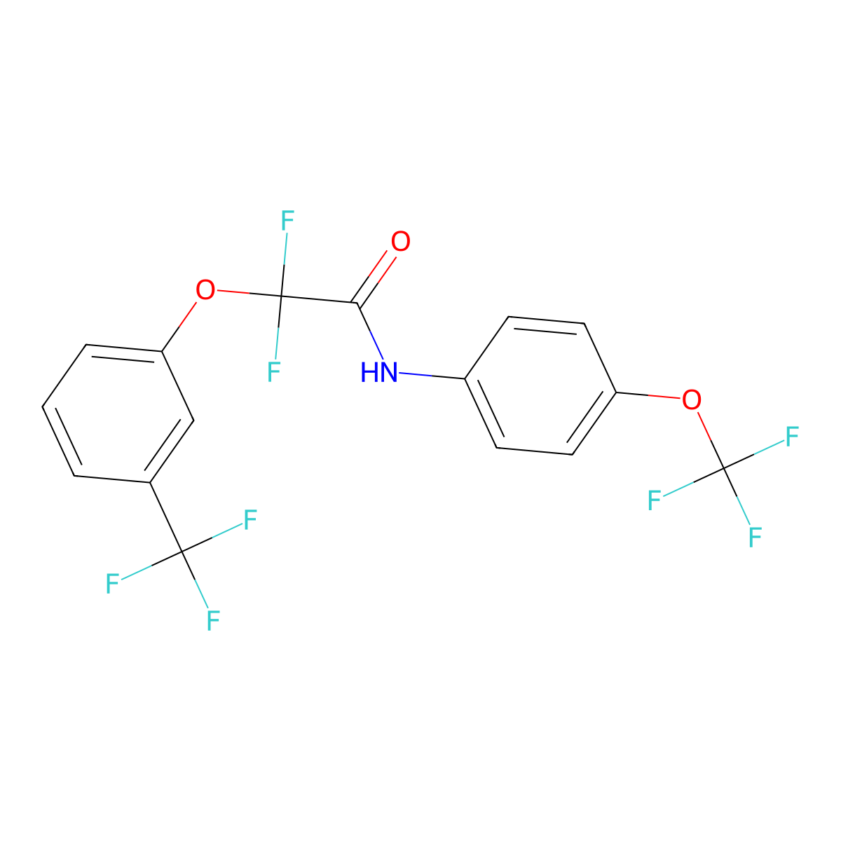2,2-difluoro-N-[4-(trifluoromethoxy)phenyl]-2-[3-(trifluoromethyl)phenoxy]acetamide molecular structure, CAS 338792-04-4