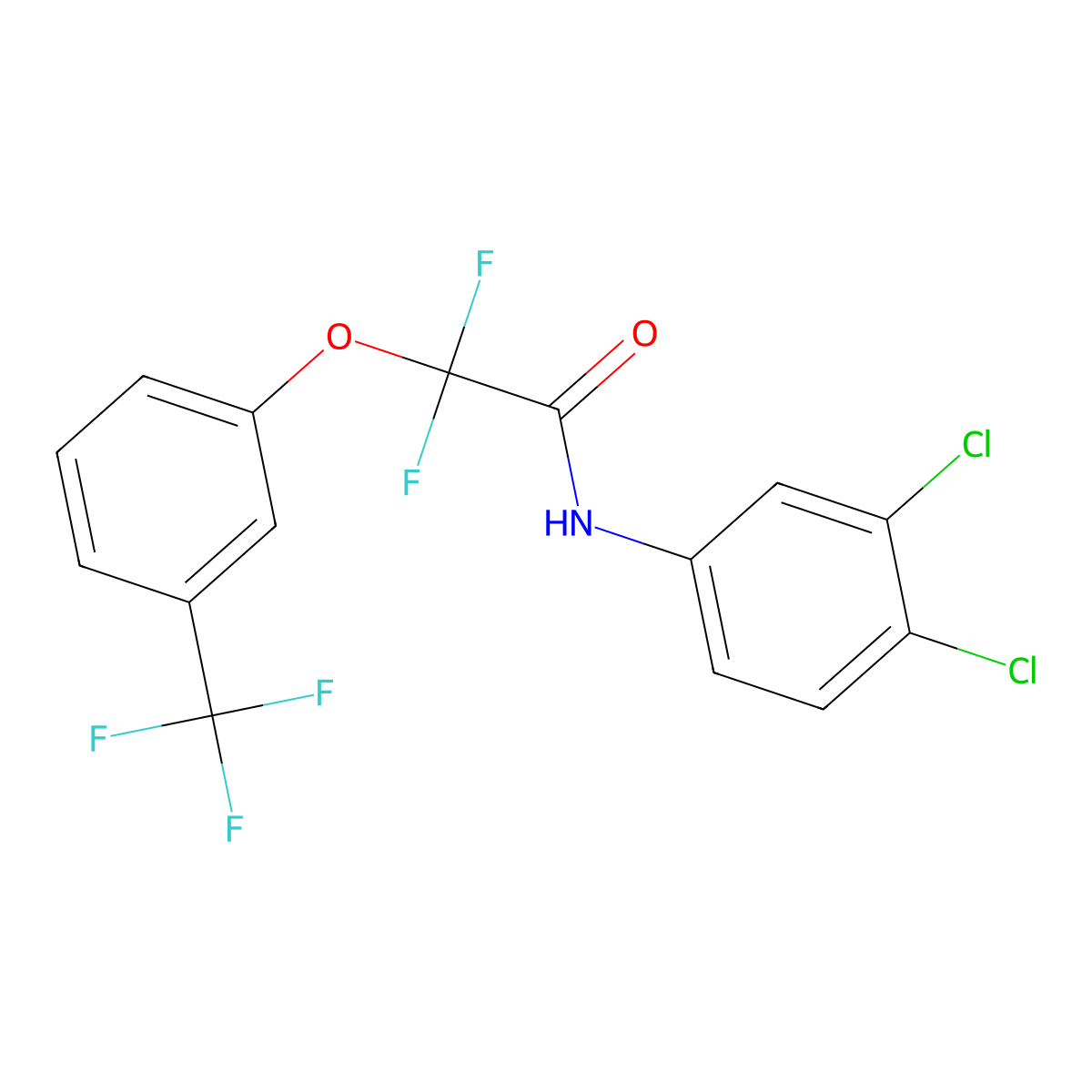 N-(3,4-dichlorophenyl)-2,2-difluoro-2-[3-(trifluoromethyl)phenoxy]acetamide molecular structure, CAS 338792-05-5