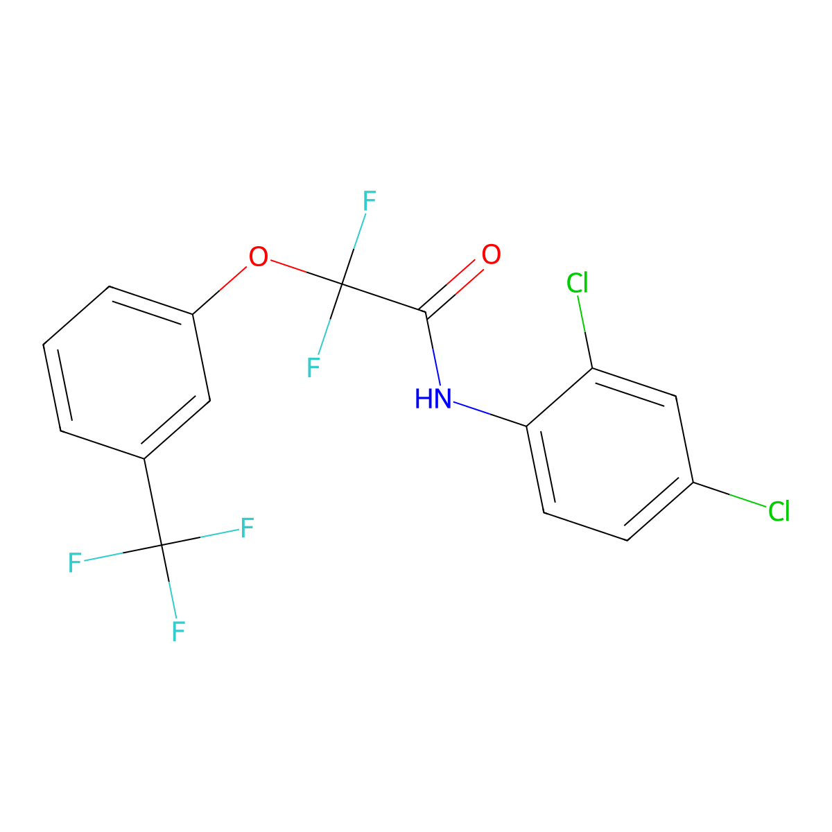 N-(2,4-dichlorophenyl)-2,2-difluoro-2-[3-(trifluoromethyl)phenoxy]acetamide molecular structure, CAS 338792-06-6