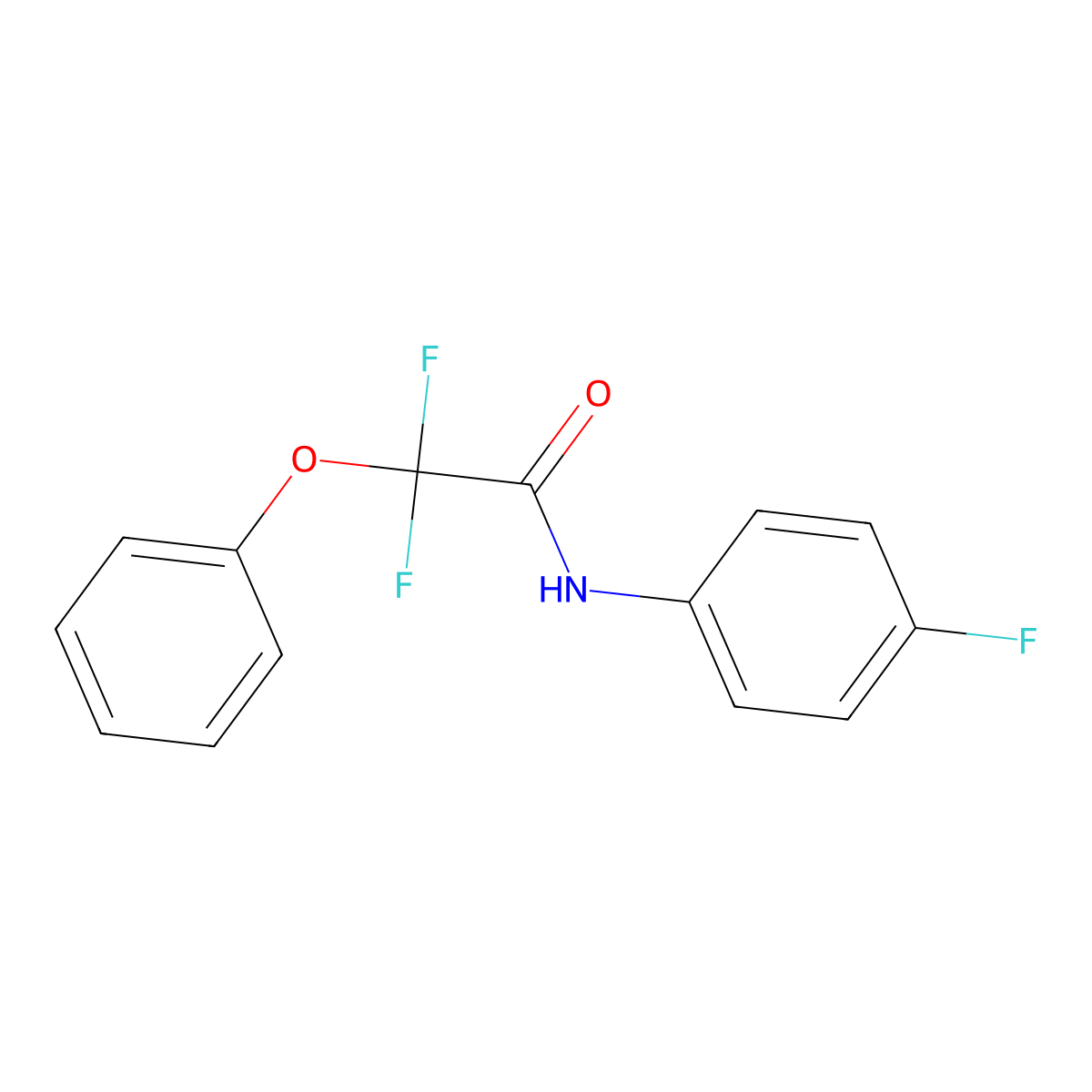 2,2-difluoro-N-(4-fluorophenyl)-2-phenoxyacetamide molecular structure, CAS 338792-08-8
