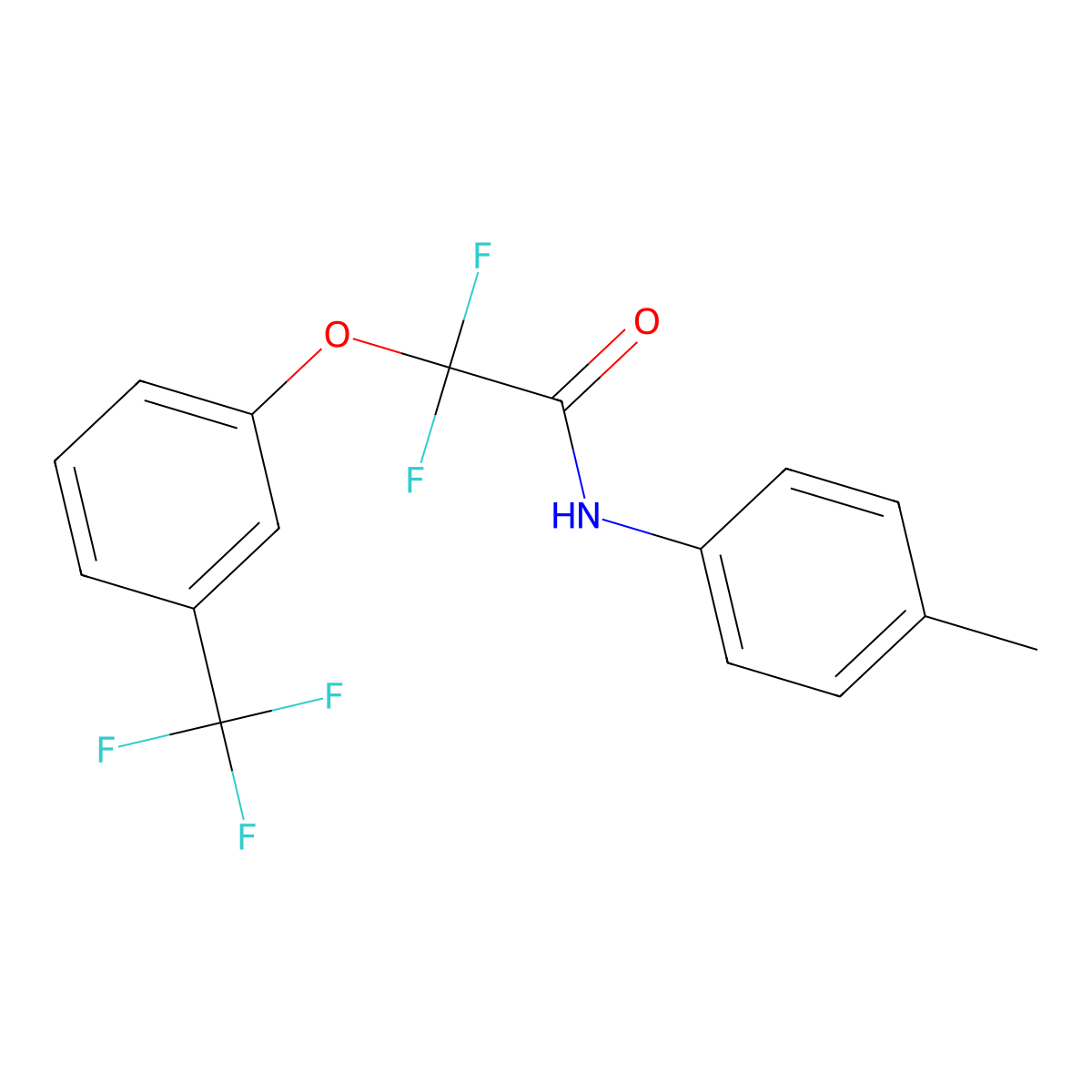 2,2-difluoro-N-(4-methylphenyl)-2-[3-(trifluoromethyl)phenoxy]acetamide molecular structure, CAS 338792-11-3