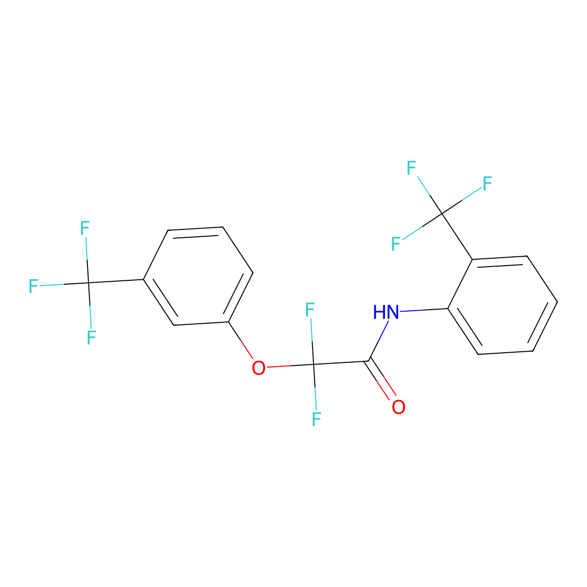 2,2-difluoro-2-[3-(trifluoromethyl)phenoxy]-N-[2-(trifluoromethyl)phenyl]acetamide molecular structure, CAS 338792-13-5