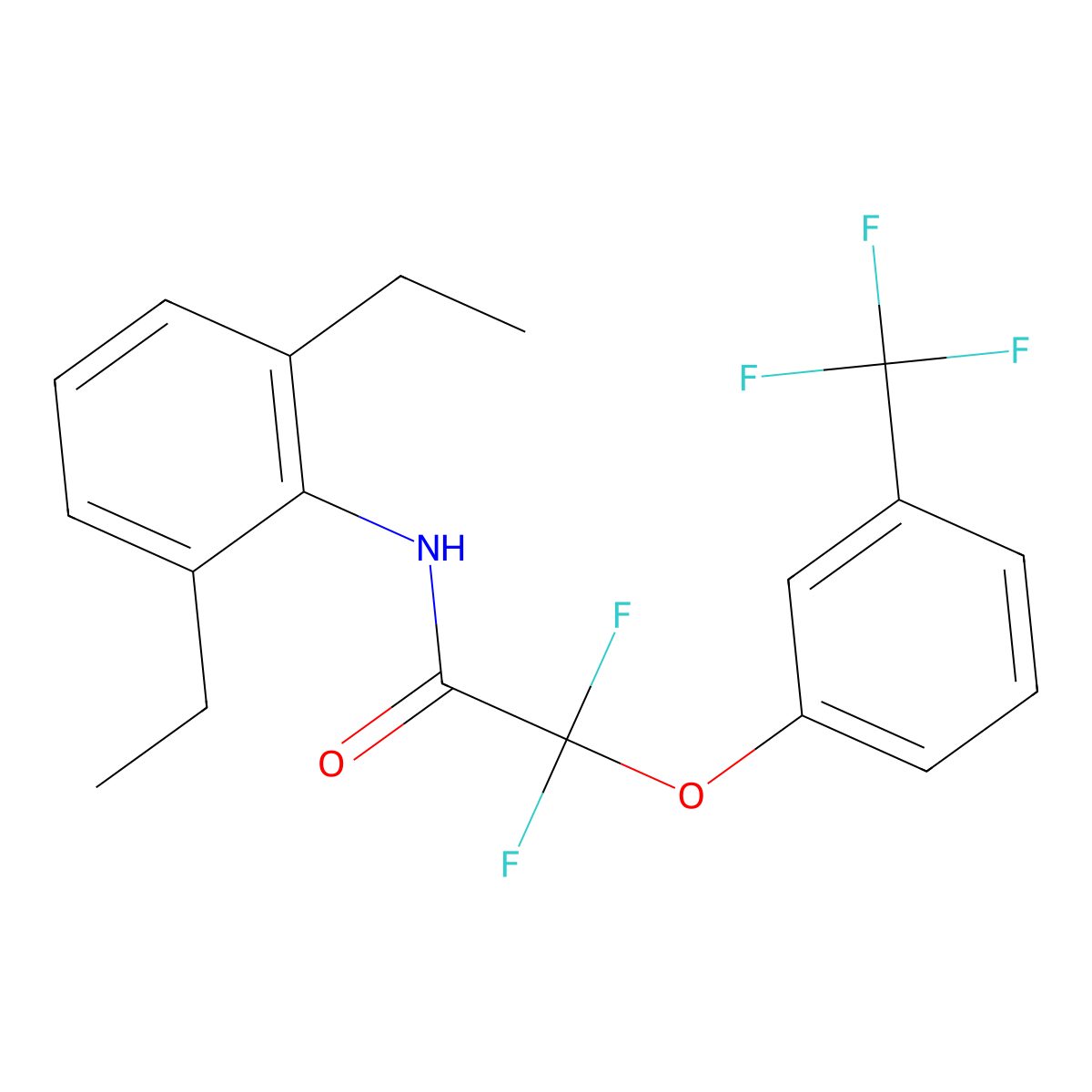 N-(2,6-diethylphenyl)-2,2-difluoro-2-[3-(trifluoromethyl)phenoxy]acetamide molecular structure, CAS 338792-18-0