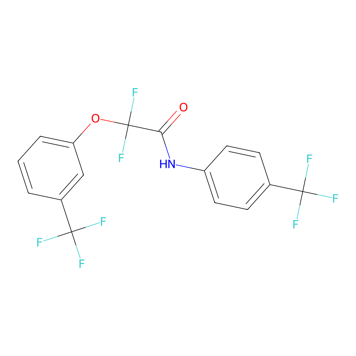 2,2-difluoro-2-[3-(trifluoromethyl)phenoxy]-N-[4-(trifluoromethyl)phenyl]acetamide molecular structure, CAS 338792-23-7