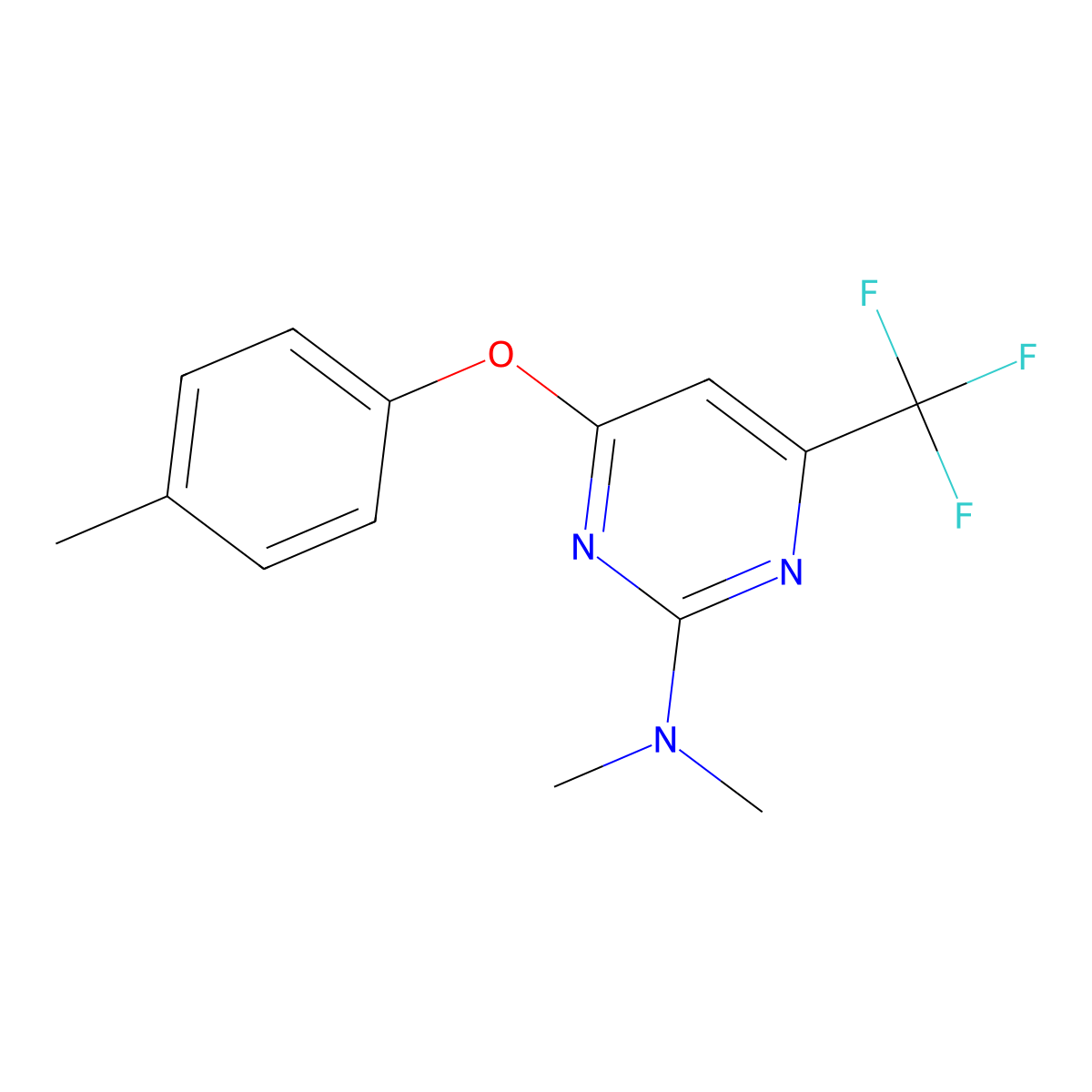 N,N-dimethyl-4-(4-methylphenoxy)-6-(trifluoromethyl)pyrimidin-2-amine molecular structure, CAS 338792-35-1