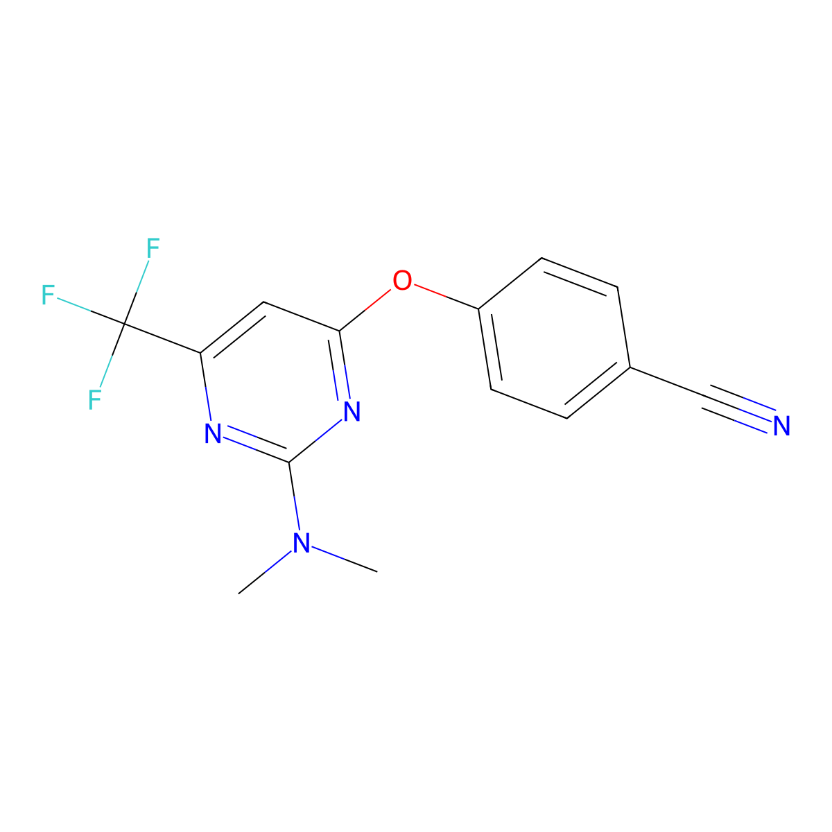 4-{[2-(Dimethylamino)-6-(trifluoromethyl)-4-pyrimidinyl]oxy}benzenecarbonitrile molecular structure, CAS 338792-52-2