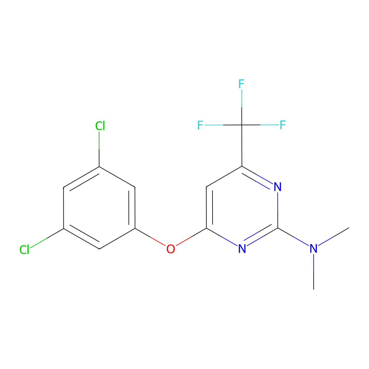 4-(3,5-dichlorophenoxy)-N,N-dimethyl-6-(trifluoromethyl)pyrimidin-2-amine molecular structure, CAS 338792-55-5