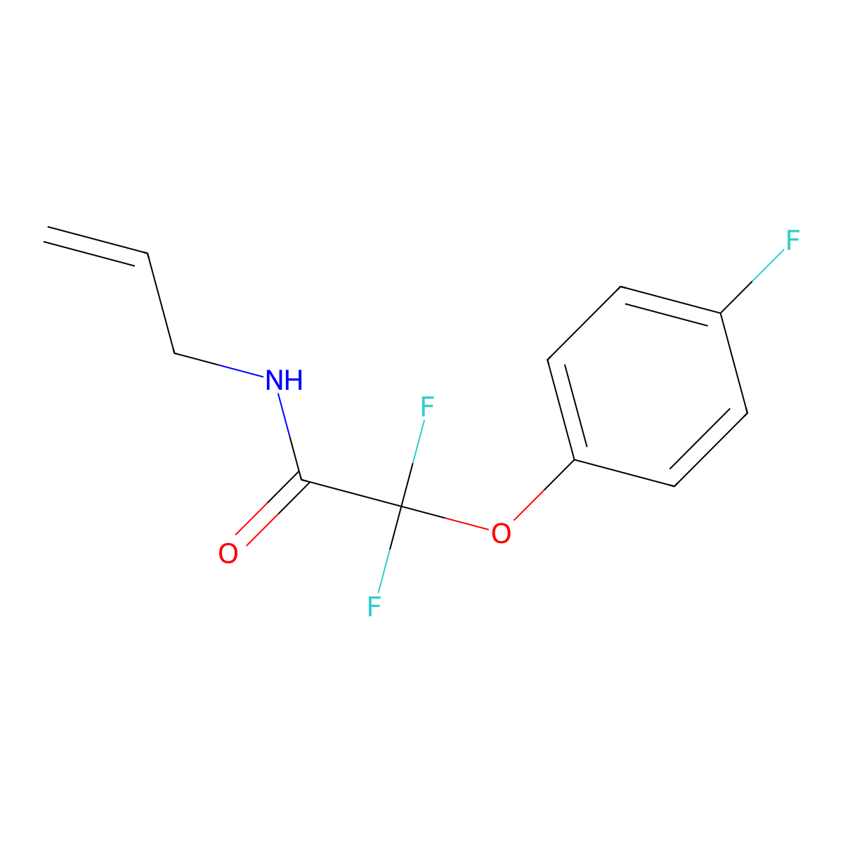N-allyl-2,2-difluoro-2-(4-fluorophenoxy)acetamide molecular structure, CAS 338792-56-6