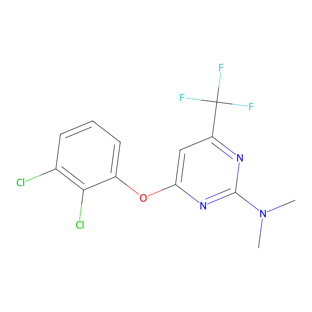 4-(2,3-dichlorophenoxy)-N,N-dimethyl-6-(trifluoromethyl)pyrimidin-2-amine molecular structure, CAS 338792-61-3