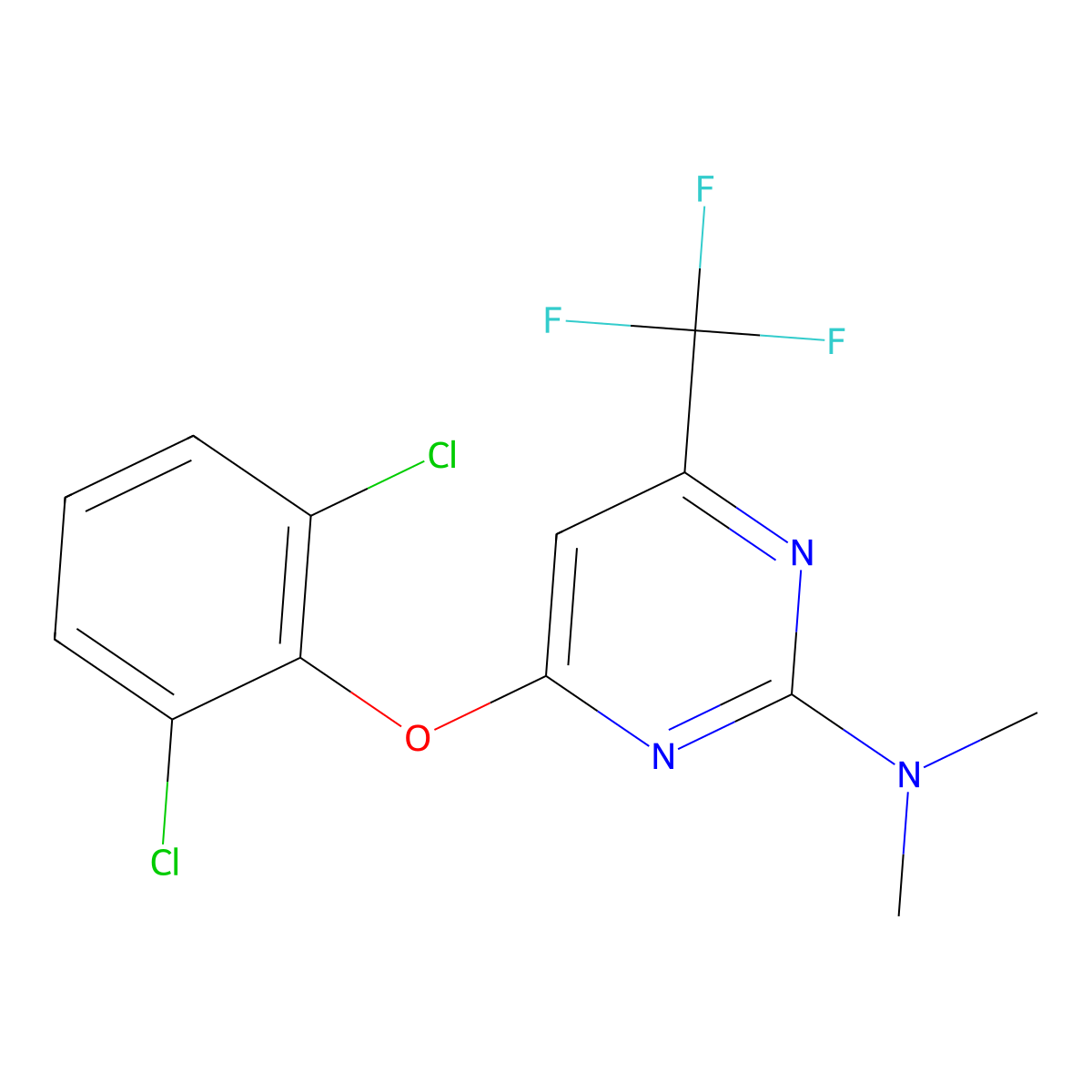 4-(2,6-dichlorophenoxy)-N,N-dimethyl-6-(trifluoromethyl)pyrimidin-2-amine molecular structure, CAS 338792-62-4