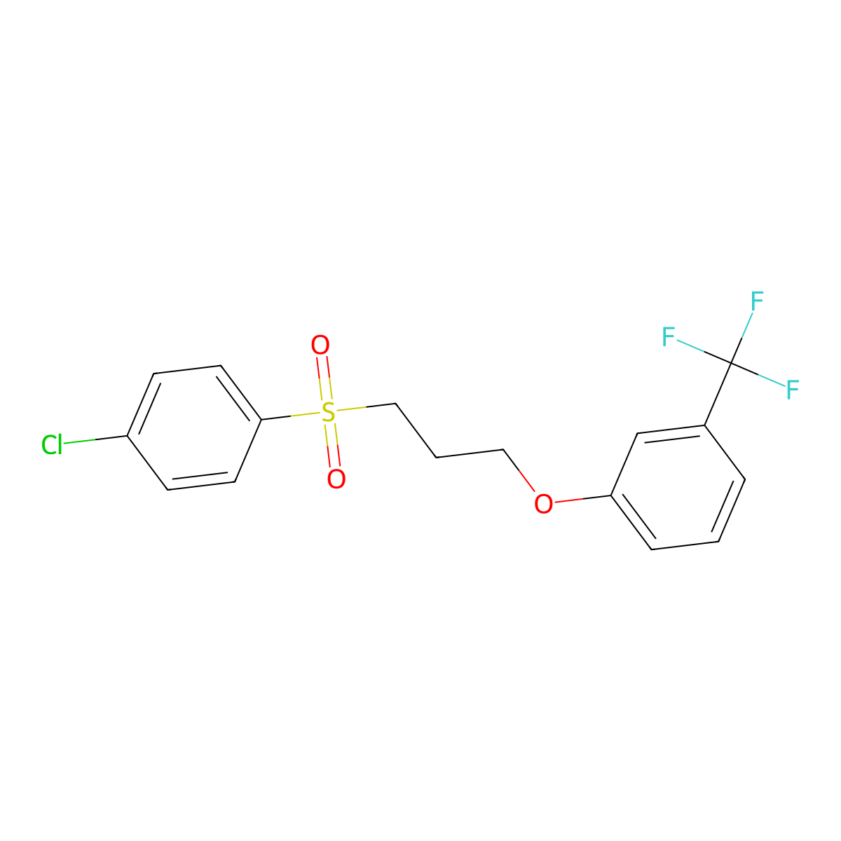 (4-Chlorophenyl)(dioxo){3-[3-(trifluoromethyl)phenoxy]propyl}-lambda~6~-sulfane molecular structure, CAS 338792-65-7