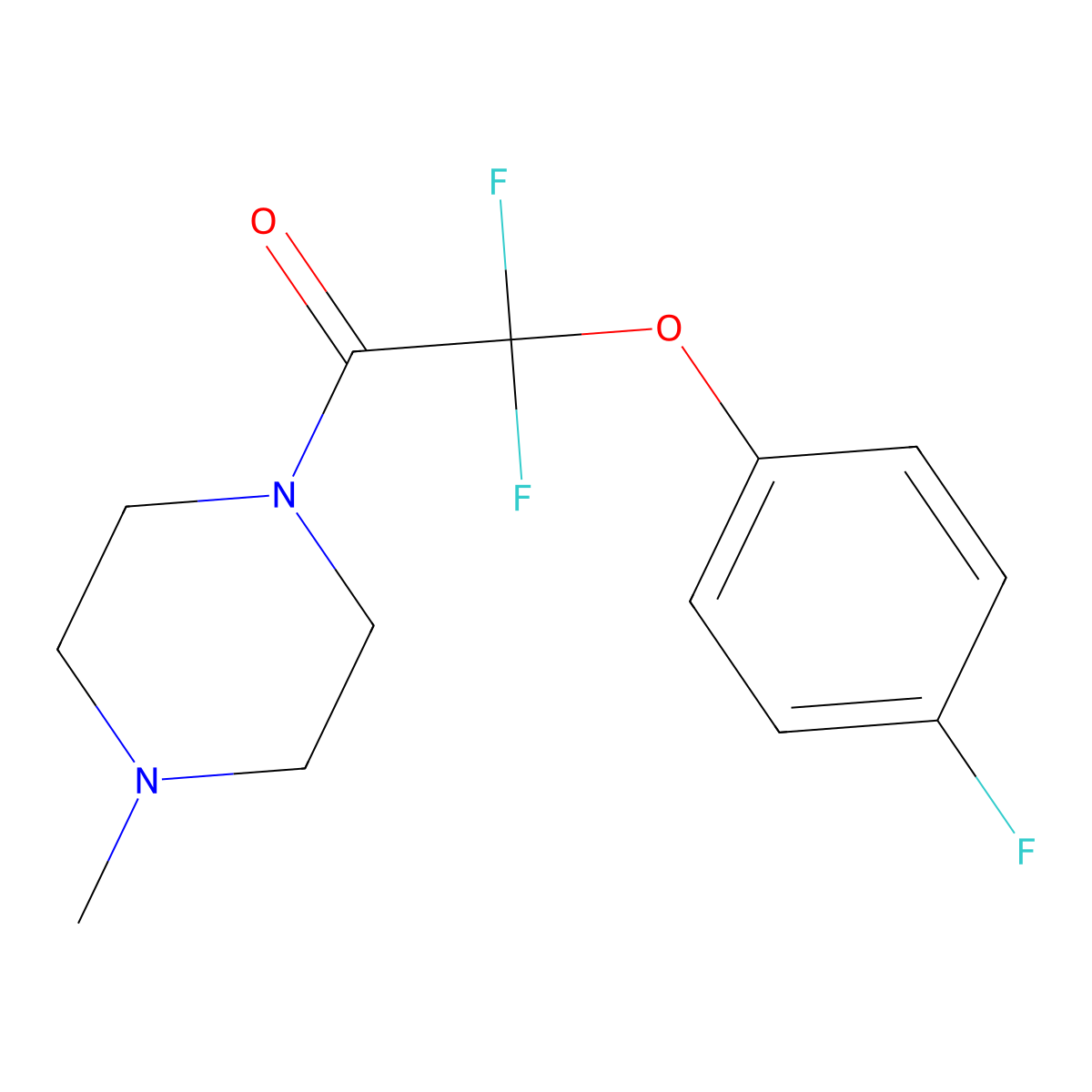 2,2-Difluoro-2-(4-fluorophenoxy)-1-(4-methylpiperazino)-1-ethanone molecular structure, CAS 338792-68-0