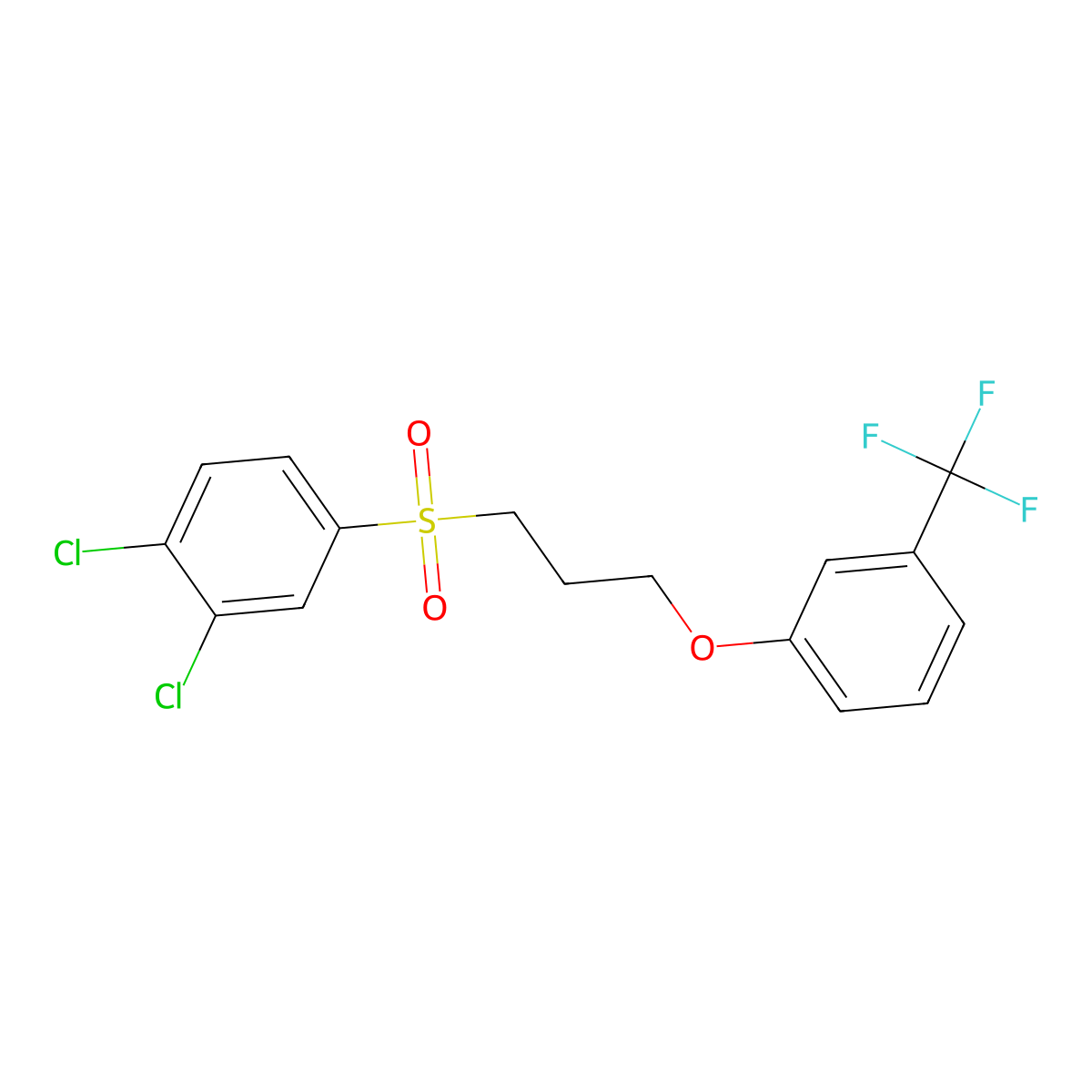 1,2-Dichloro-4-[3-[3-(trifluoromethyl)phenoxy]propylsulfonyl]benzene molecular structure, CAS 338792-69-1