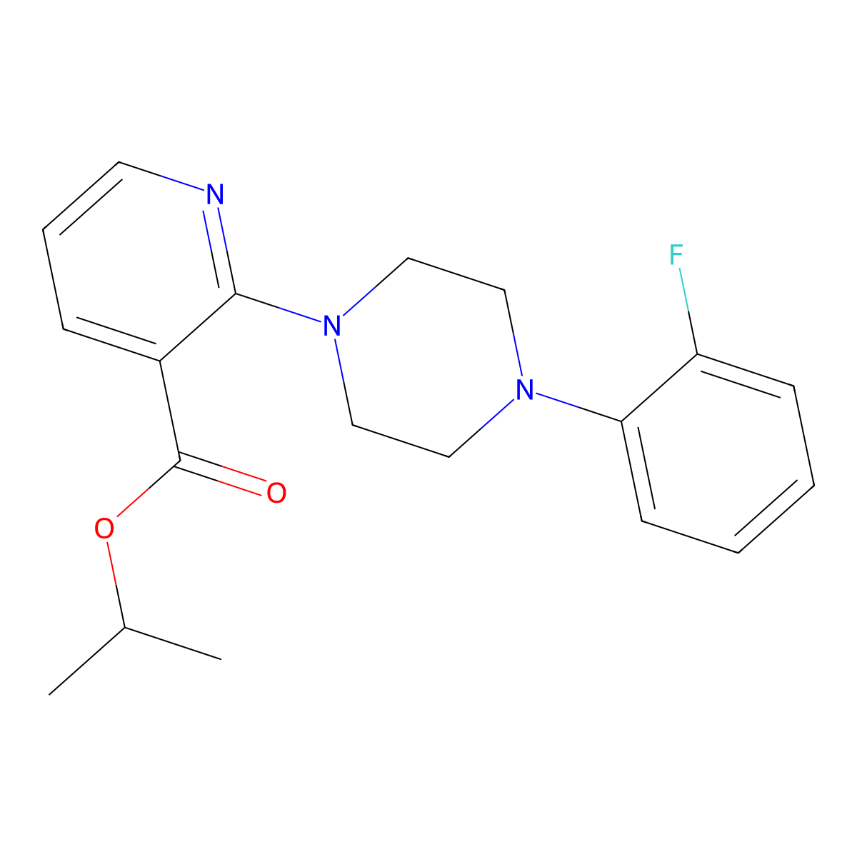Isopropyl 2-[4-(2-fluorophenyl)piperazino]nicotinate molecular structure, CAS 338792-74-8