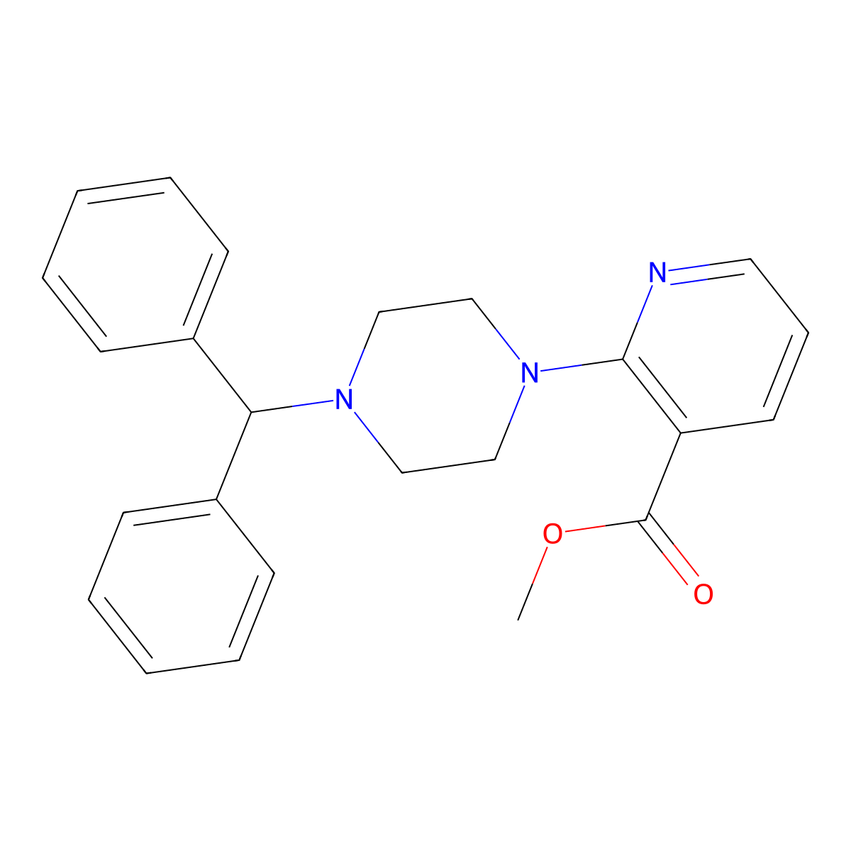 Methyl 2-[4-(diphenylmethyl)piperazin-1-yl]pyridine-3-carboxylate molecular structure, CAS 338792-80-6