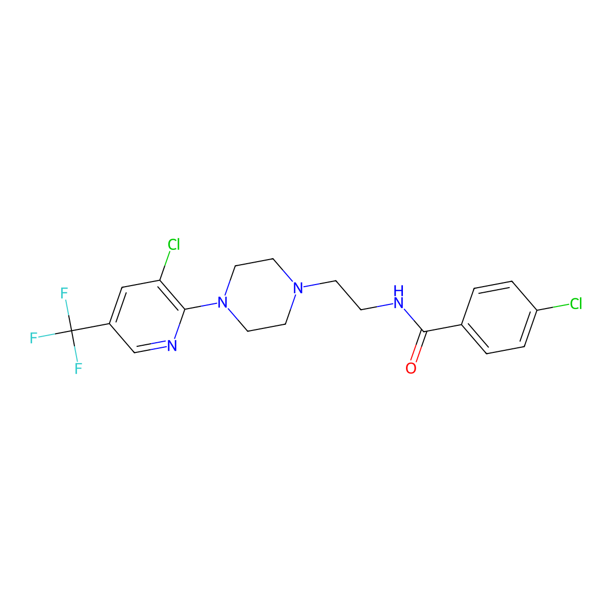 4-chloro-N-(2-{4-[3-chloro-5-(trifluoromethyl)-2-pyridinyl]piperazino}ethyl)benzenecarboxamide molecular structure, CAS 338792-82-8