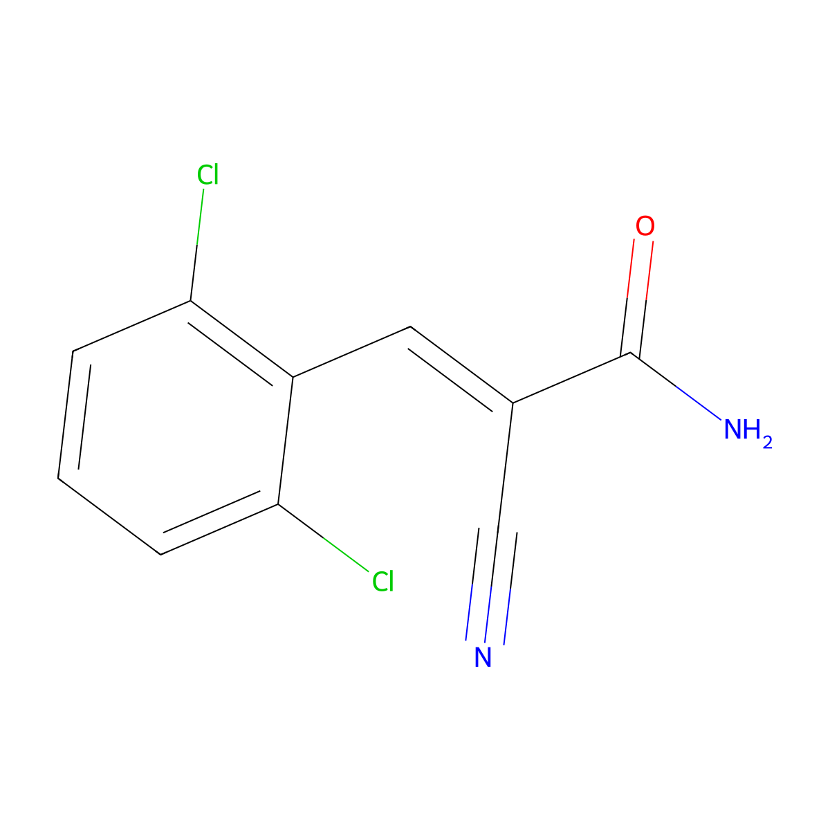 (2E)-2-cyano-3-(2,6-dichlorophenyl)prop-2-enamide molecular structure, CAS 338792-83-9