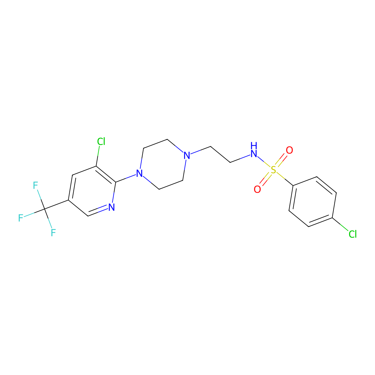 4-chloro-N-(2-{4-[3-chloro-5-(trifluoromethyl)-2-pyridinyl]piperazino}ethyl)benzenesulfonamide molecular structure, CAS 338792-84-0