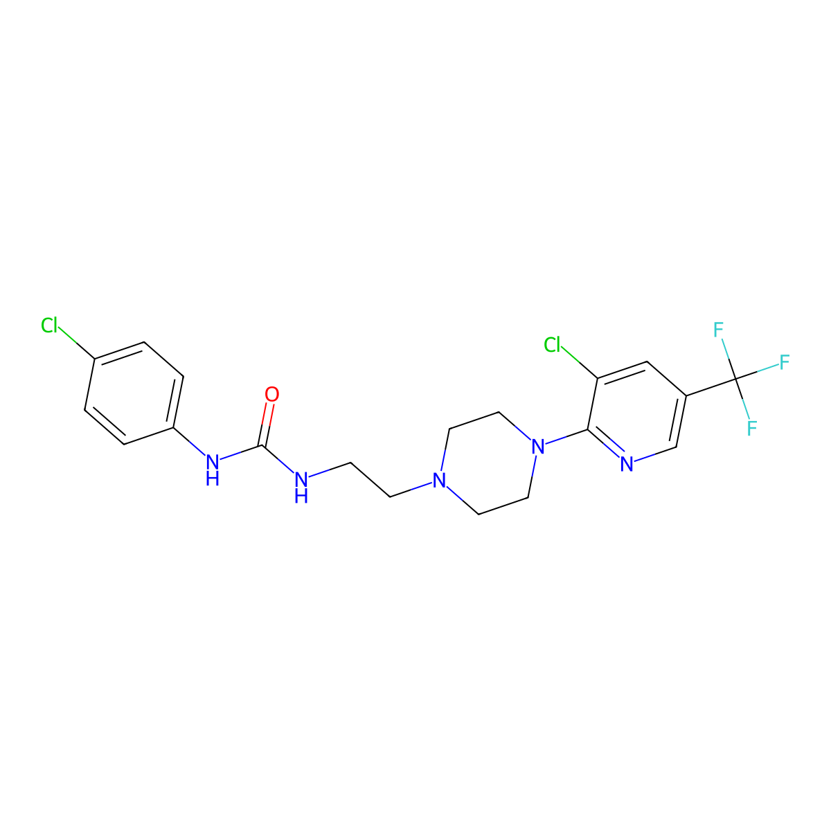 N-(4-chlorophenyl)-N'-(2-{4-[3-chloro-5-(trifluoromethyl)-2-pyridinyl]piperazino}ethyl)urea molecular structure, CAS 338792-85-1