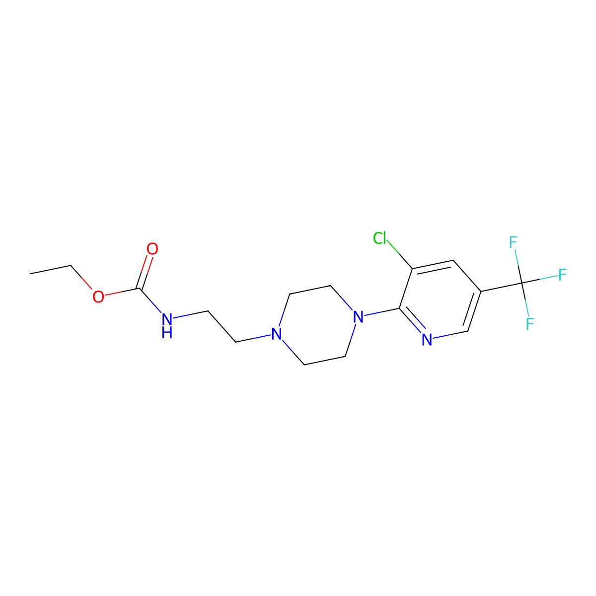 ethyl N-(2-{4-[3-chloro-5-(trifluoromethyl)-2-pyridinyl]piperazino}ethyl)carbamate molecular structure, CAS 338792-86-2