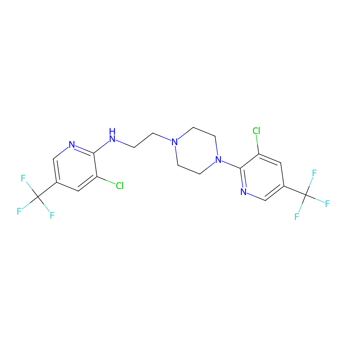 3-chloro-N-(2-{4-[3-chloro-5-(trifluoromethyl)pyridin-2-yl]piperazin-1-yl}ethyl)-5-(trifluoromethyl)pyridin-2-amine molecular structure, CAS 338792-94-2