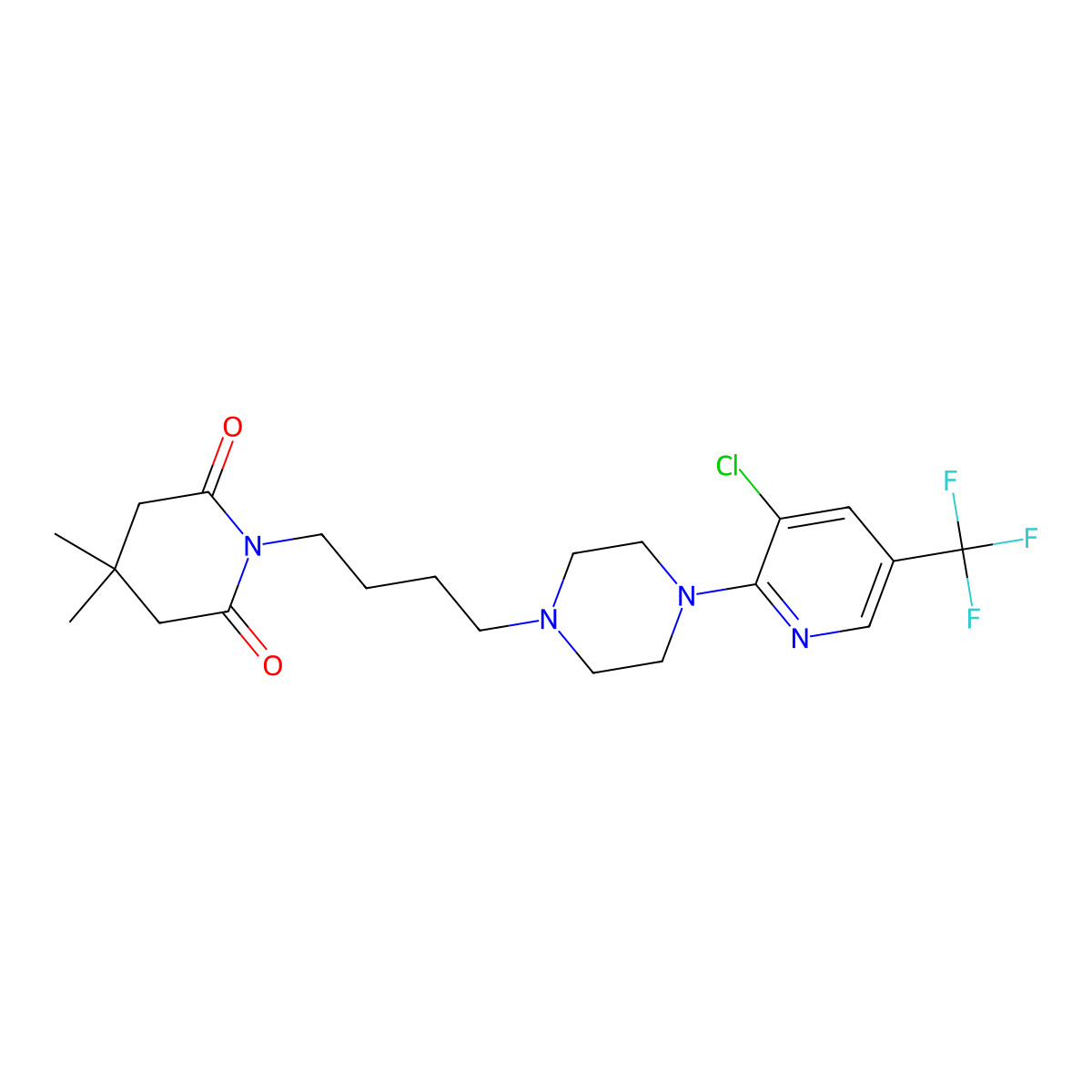 1-(4-{4-[3-Chloro-5-(trifluoromethyl)pyridin-2-yl]piperazin-1-yl}butyl)-4,4-dimethylpiperidine-2,6-dione molecular structure, CAS 338792-97-5