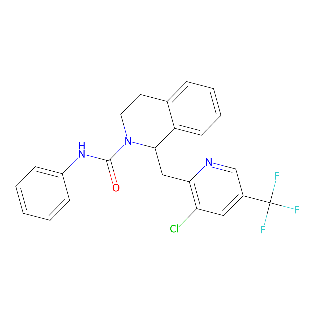 1-((3-Chloro-5-(trifluoromethyl)-2-pyridinyl)methyl)-N-phenyl-3,4-dihydro-2(1H)-isoquinolinecarboxamide molecular structure, CAS 338793-10-5