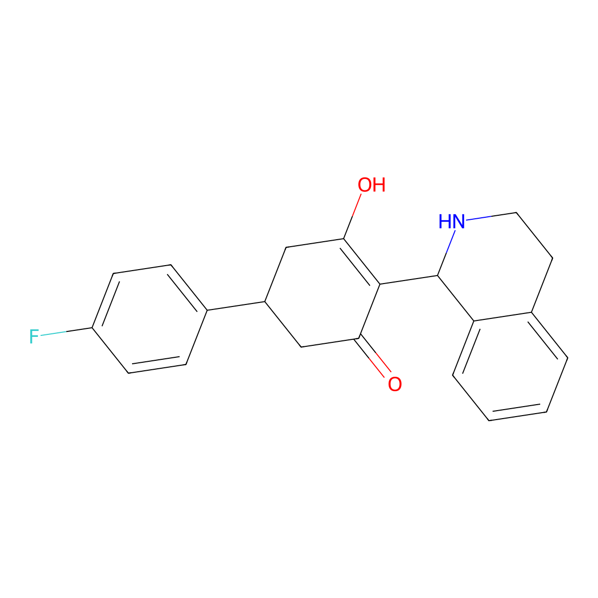 5-(4-Fluorophenyl)-3-hydroxy-2-(1,2,3,4-tetrahydroisoquinolin-1-yl)cyclohex-2-en-1-one molecular structure, CAS 338793-13-8