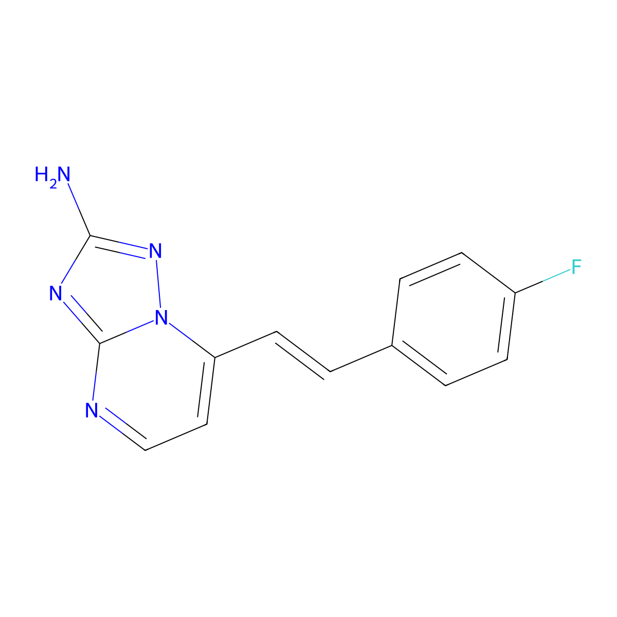 7-[(E)-2-(4-fluorophenyl)ethenyl]-[1,2,4]triazolo[1,5-a]pyrimidin-2-amine molecular structure, CAS 338793-23-0