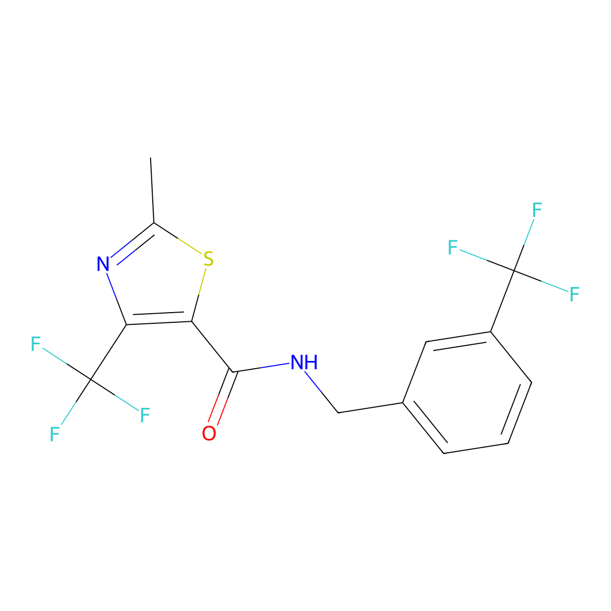 2-methyl-4-(trifluoromethyl)-N-[3-(trifluoromethyl)benzyl]-1,3-thiazole-5-carboxamide molecular structure, CAS 338793-25-2