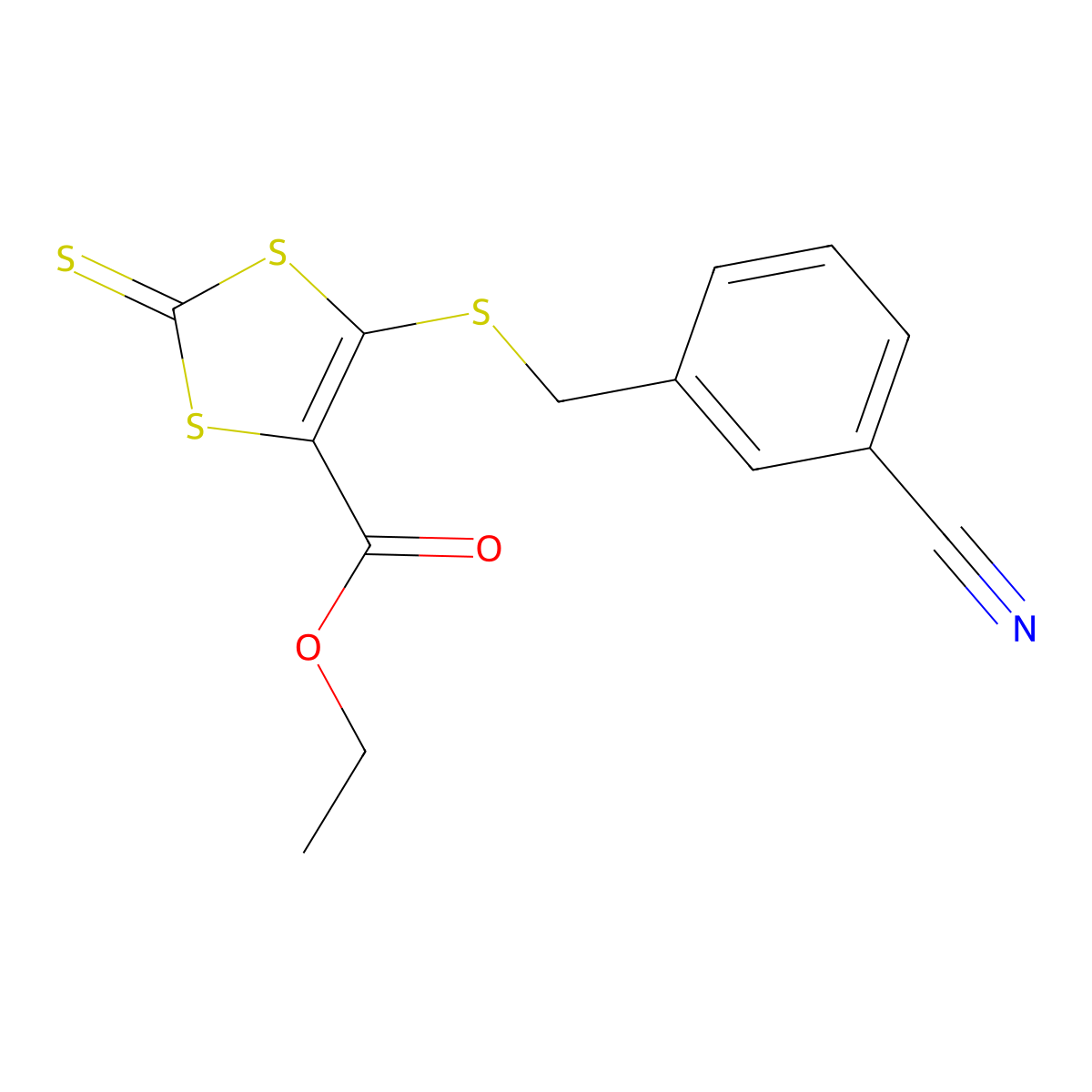 Ethyl 5-[(3-cyanobenzyl)sulfanyl]-2-thioxo-1,3-dithiole-4-carboxylate molecular structure, CAS 338793-30-9