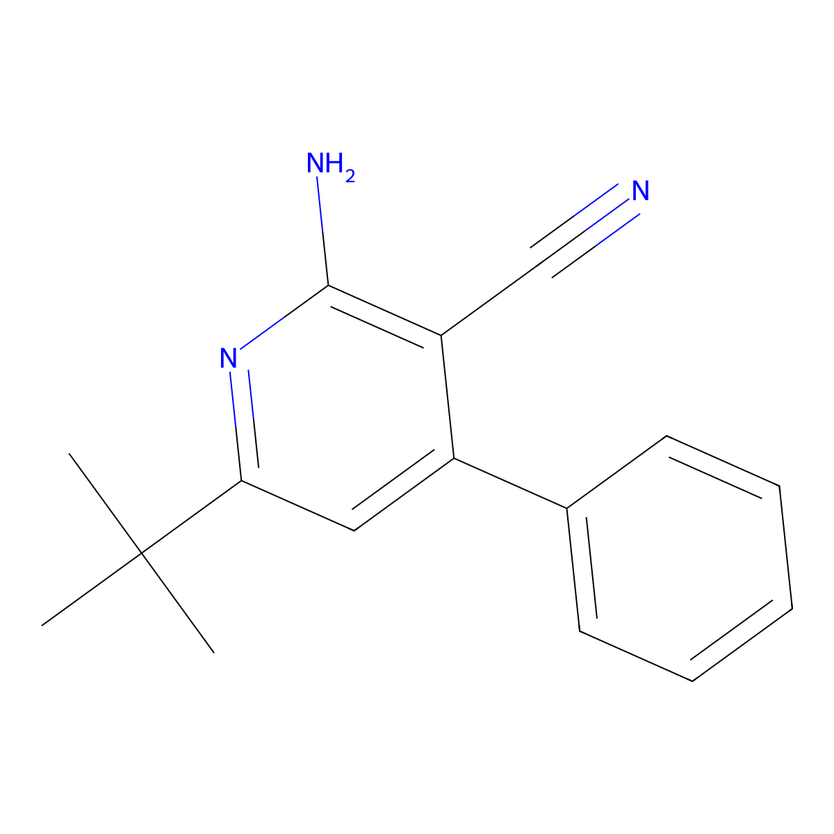 2-Amino-6-tert-butyl-4-phenylpyridine-3-carbonitrile molecular structure, CAS 338793-72-9