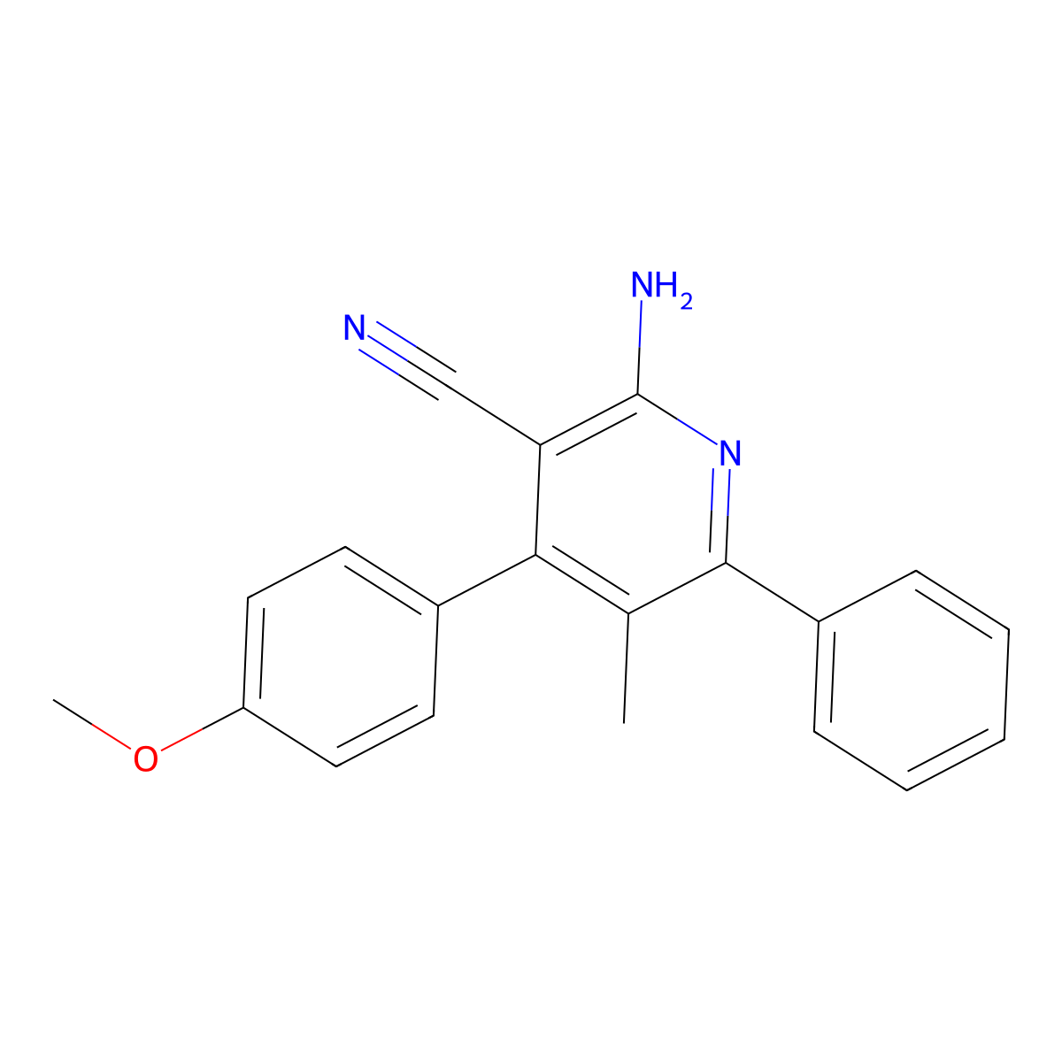 2-Amino-4-(4-methoxyphenyl)-5-methyl-6-phenylnicotinonitrile molecular structure, CAS 338793-75-2