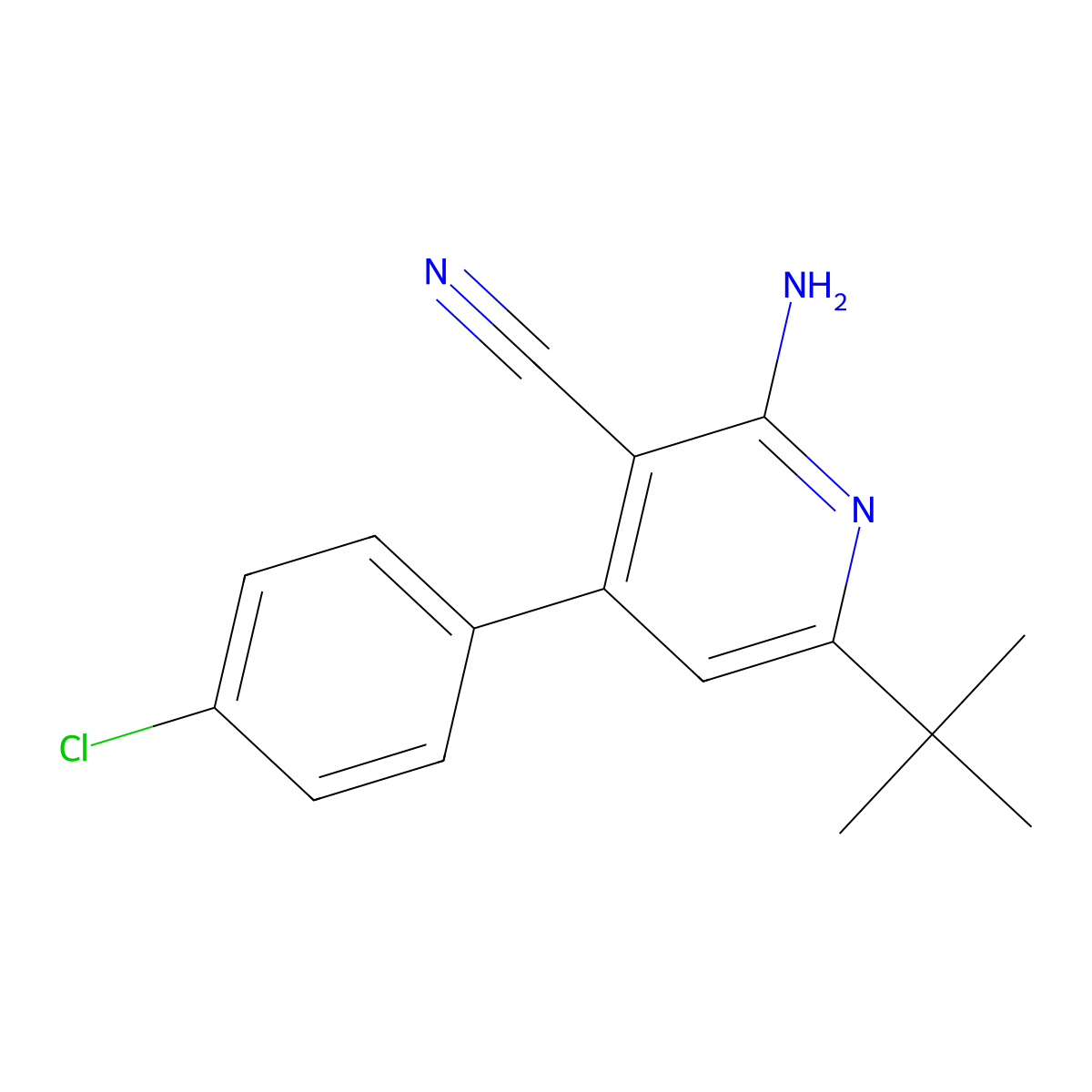 2-Amino-6-(tert-butyl)-4-(4-chlorophenyl)nicotinonitrile molecular structure, CAS 338793-76-3