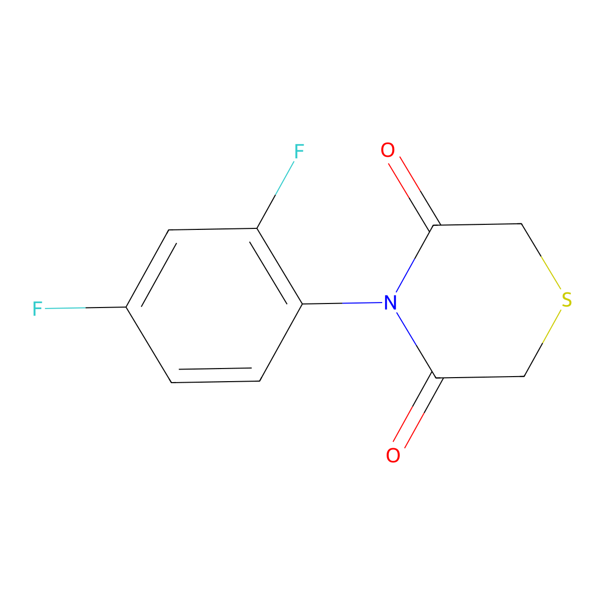 4-(2,4-Difluorophenyl)thiomorpholine-3,5-dione molecular structure, CAS 338793-79-6