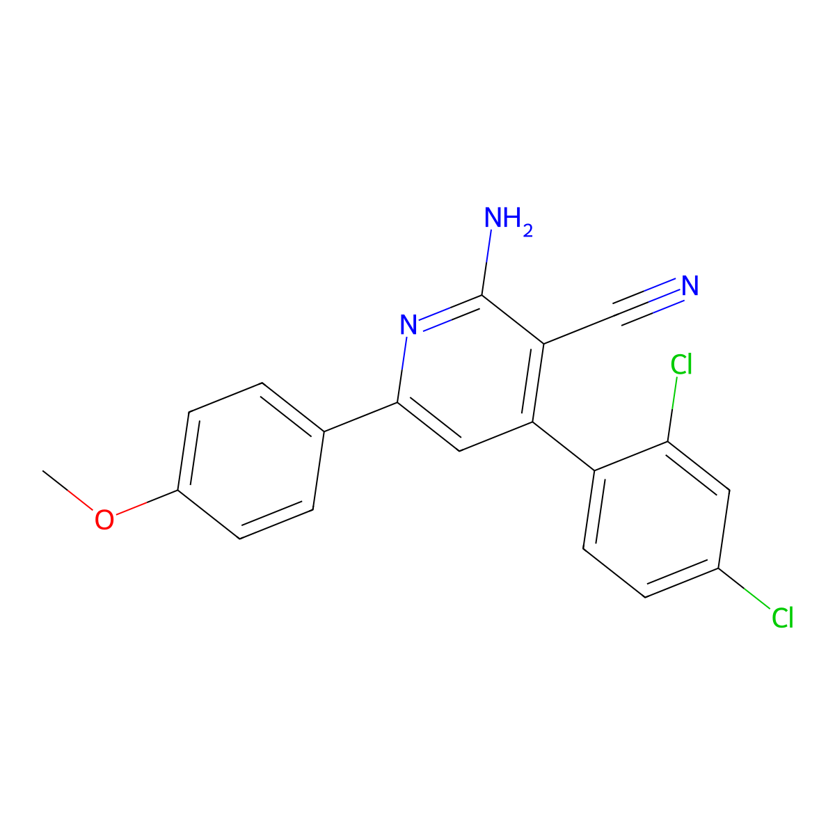 2-Amino-4-(2,4-dichlorophenyl)-6-(4-methoxyphenyl)nicotinonitrile molecular structure, CAS 338793-82-1