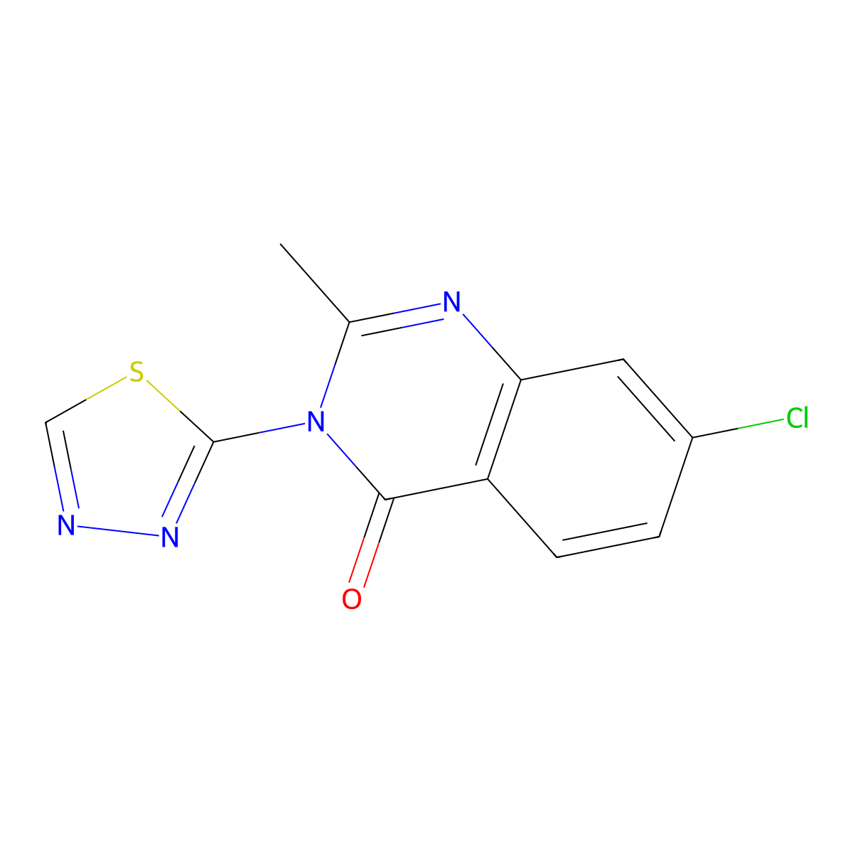 7-chloro-2-methyl-3-(1,3,4-thiadiazol-2-yl)-4(3H)-quinazolinone molecular structure, CAS 338793-90-1