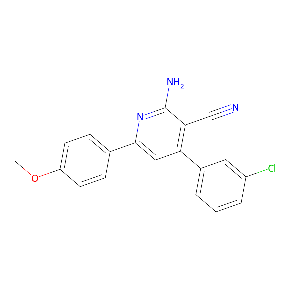 2-Amino-4-(3-chlorophenyl)-6-(4-methoxyphenyl)pyridine-3-carbonitrile molecular structure, CAS 338793-92-3