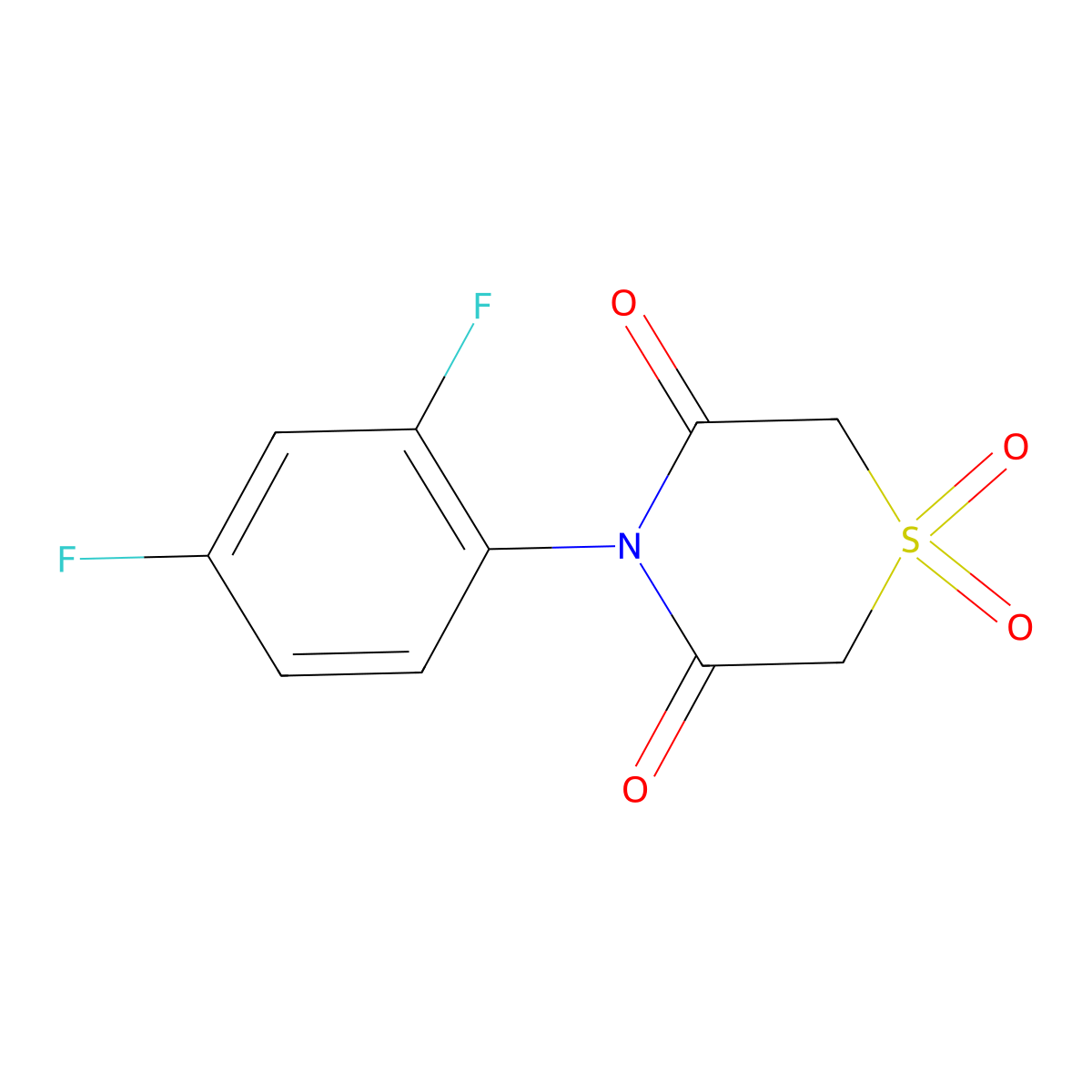 4-(2,4-Difluorophenyl)-1,1-dioxo-1,4-thiazinane-3,5-dione molecular structure, CAS 338793-95-6