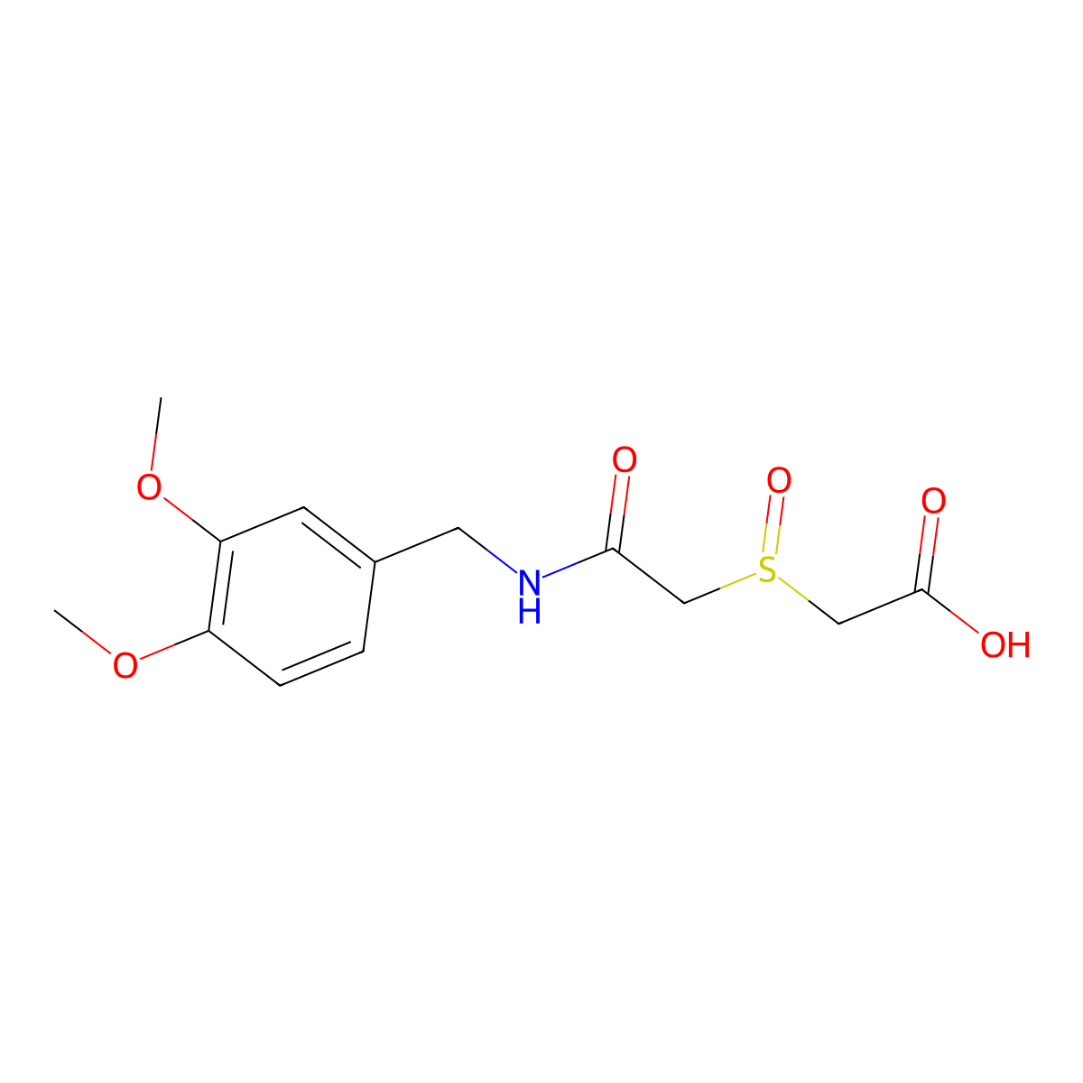 2-((2-((3,4-Dimethoxybenzyl)amino)-2-oxoethyl)sulfinyl)acetic acid molecular structure, CAS 338793-97-8