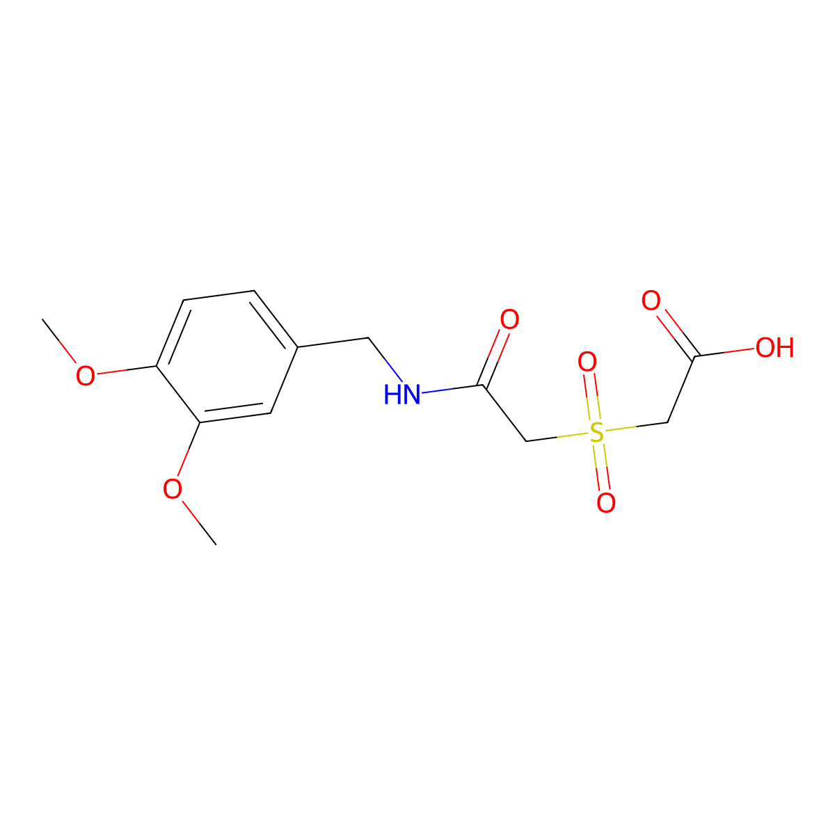 2-((2-((3,4-Dimethoxybenzyl)amino)-2-oxoethyl)sulfonyl)acetic acid molecular structure, CAS 338793-98-9