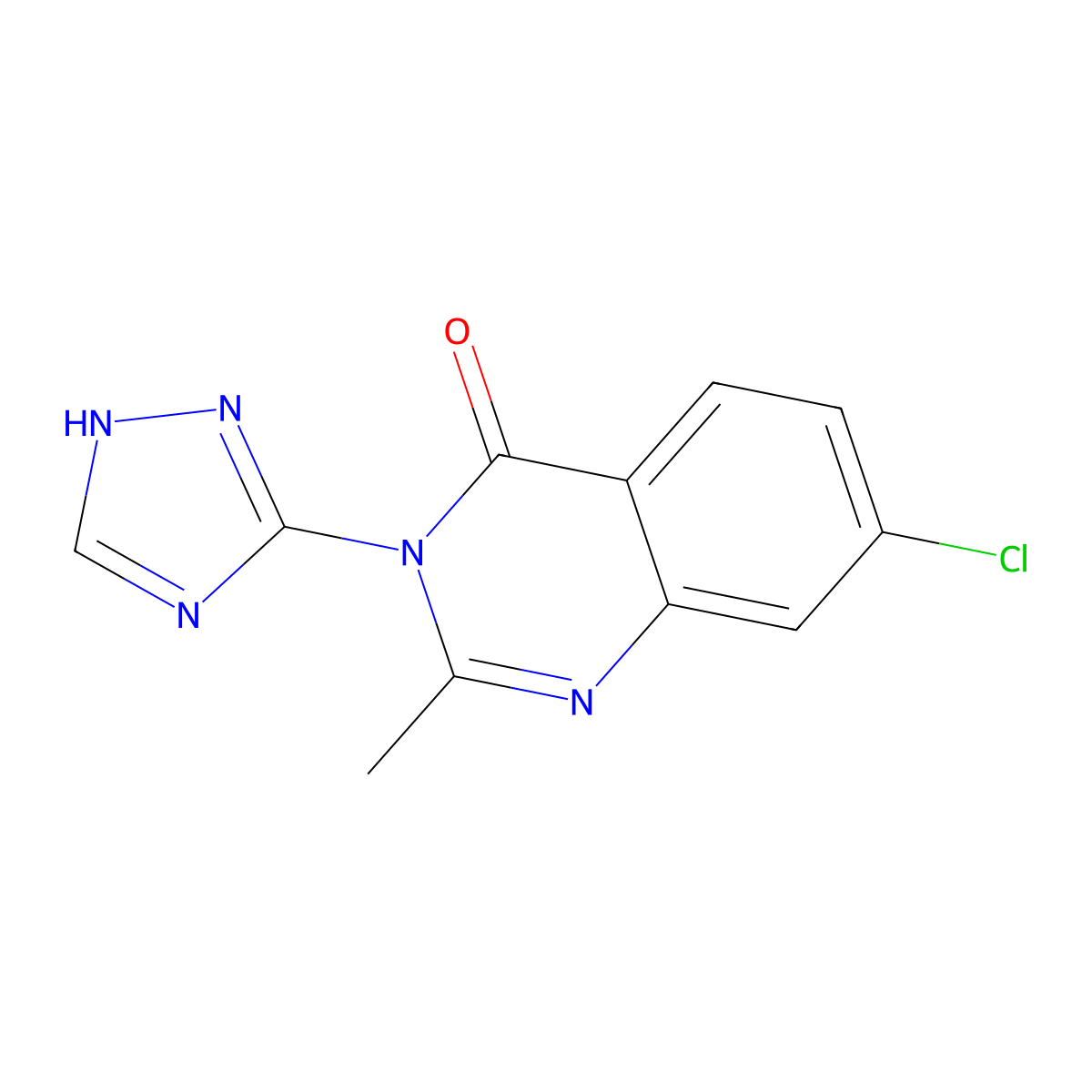 7-chloro-2-methyl-3-(1H-1,2,4-triazol-3-yl)-4(3H)-quinazolinone molecular structure, CAS 338794-04-0