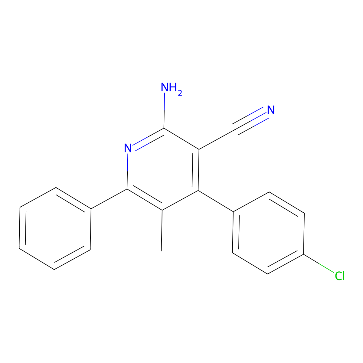 2-Amino-4-(4-chlorophenyl)-5-methyl-6-phenylpyridine-3-carbonitrile molecular structure, CAS 338794-06-2