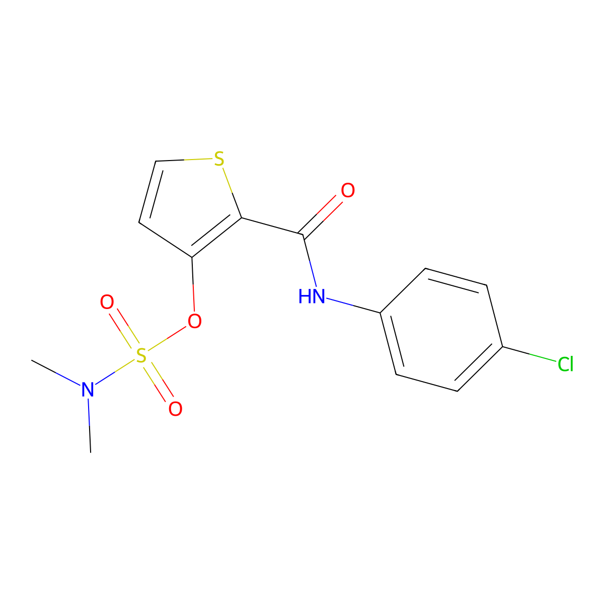 2-[(4-chloroanilino)carbonyl]-3-thienyl-N,N-dimethylsulfamate molecular structure, CAS 338794-07-3