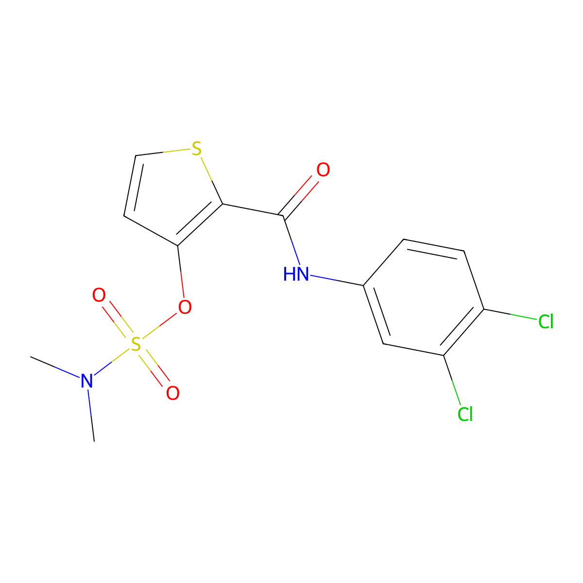 2-[(3,4-dichloroanilino)carbonyl]-3-thienyl-N,N-dimethylsulfamate molecular structure, CAS 338794-08-4